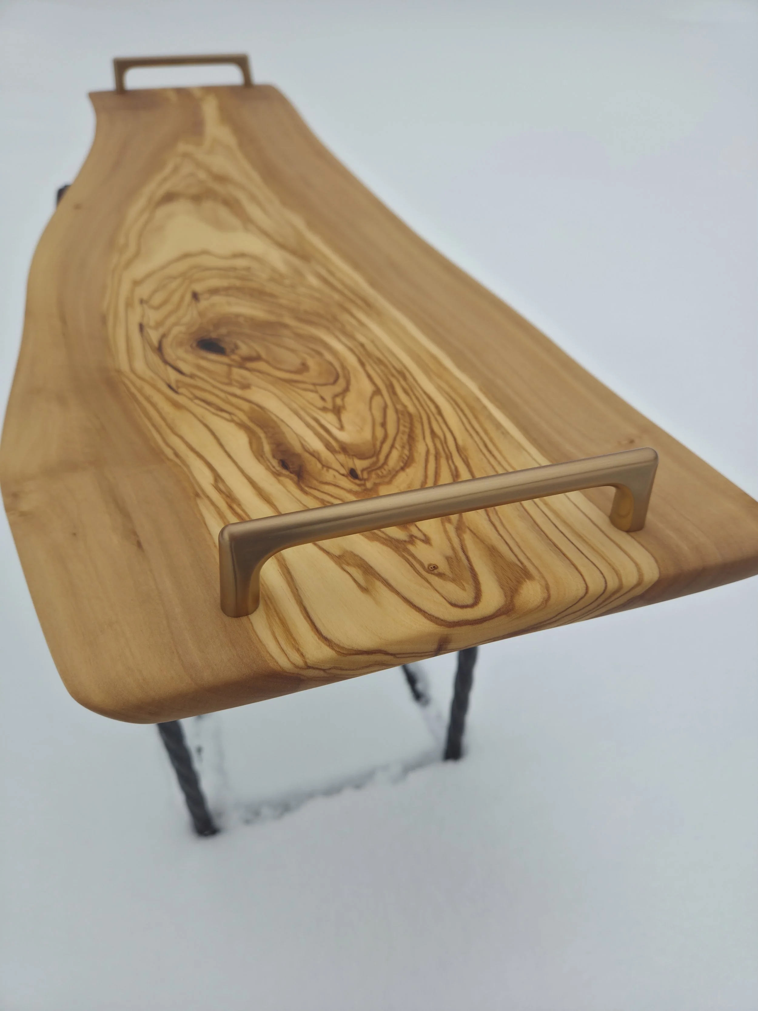 Olive Charcuterie Board with metal handles