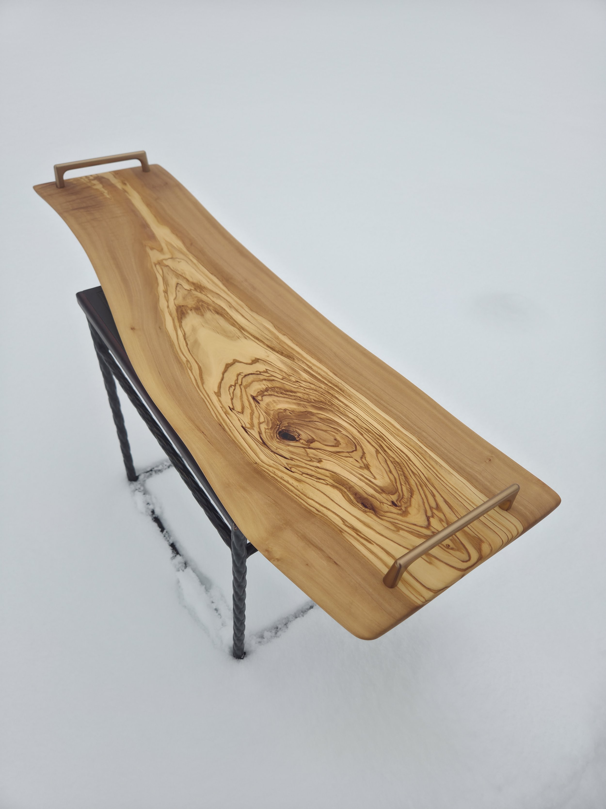 Olive Charcuterie Board with metal handles