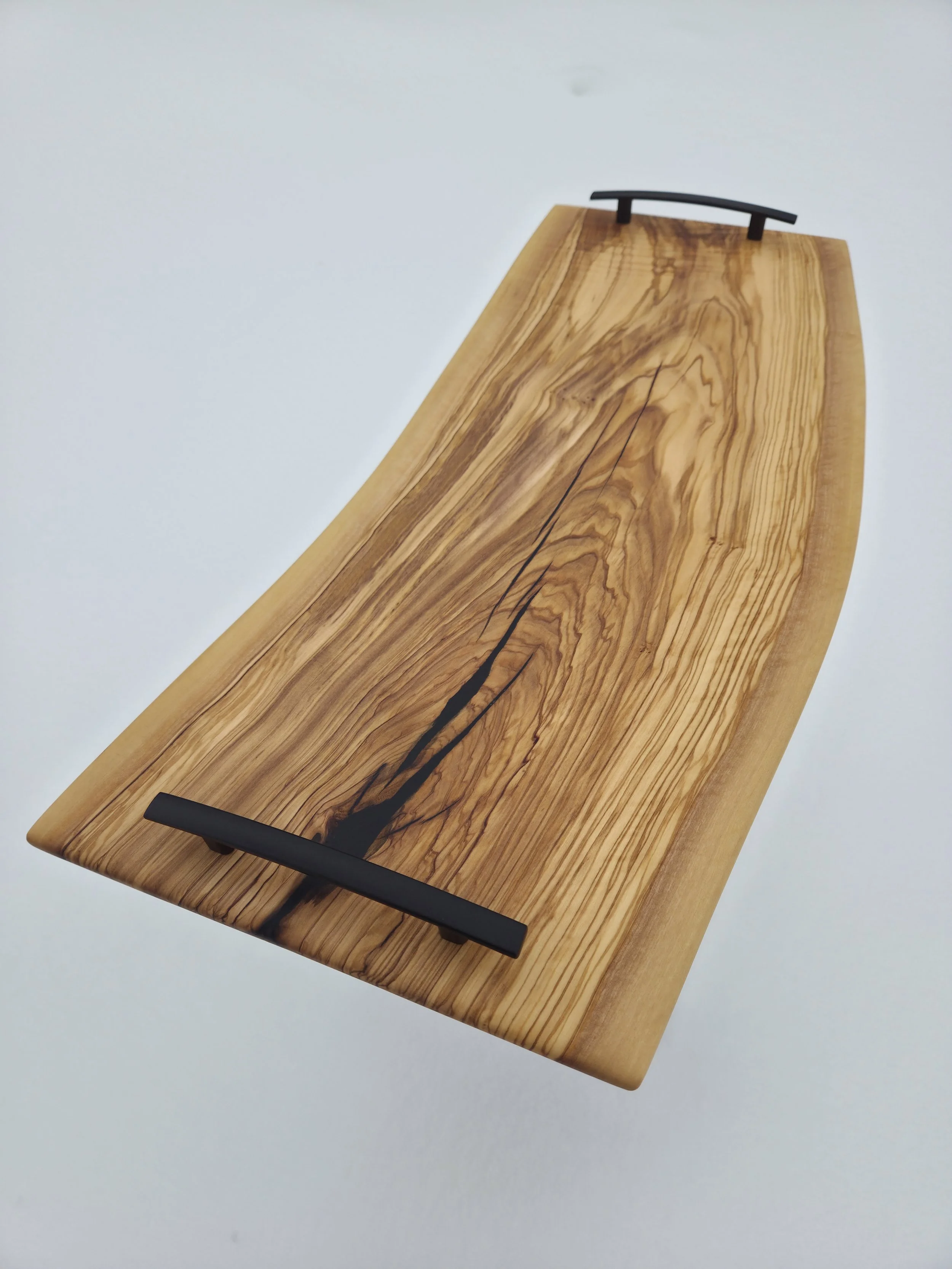 Olive Charcuterie Board with metal handles