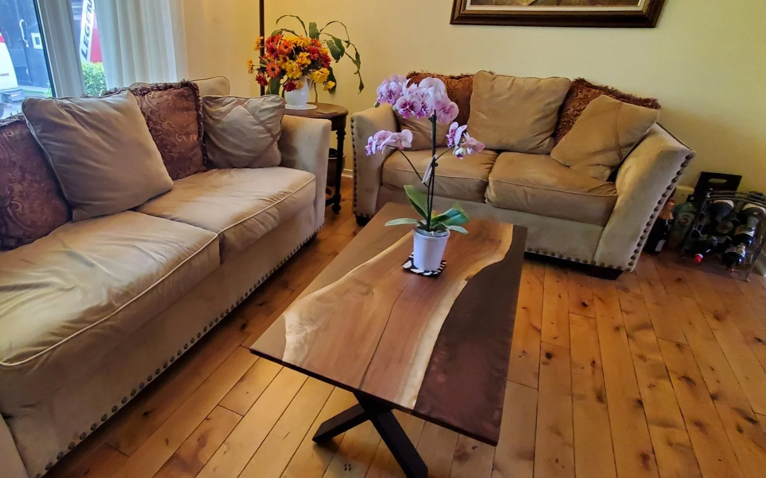 red epoxy resin coffee table