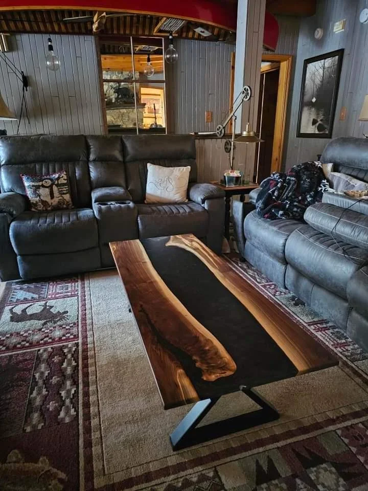 silver epoxy  resin coffee table