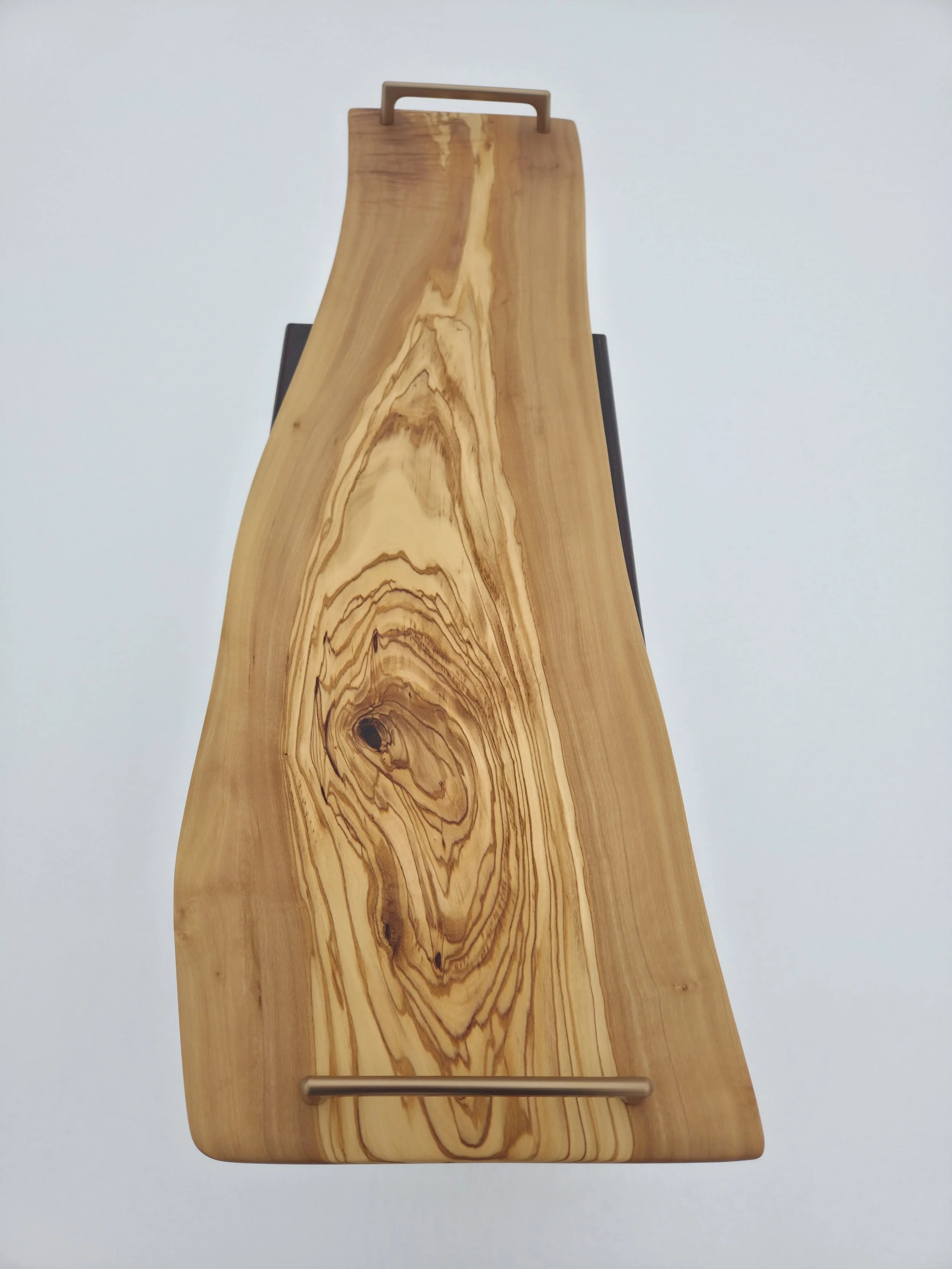 Olive Charcuterie Board with metal handles