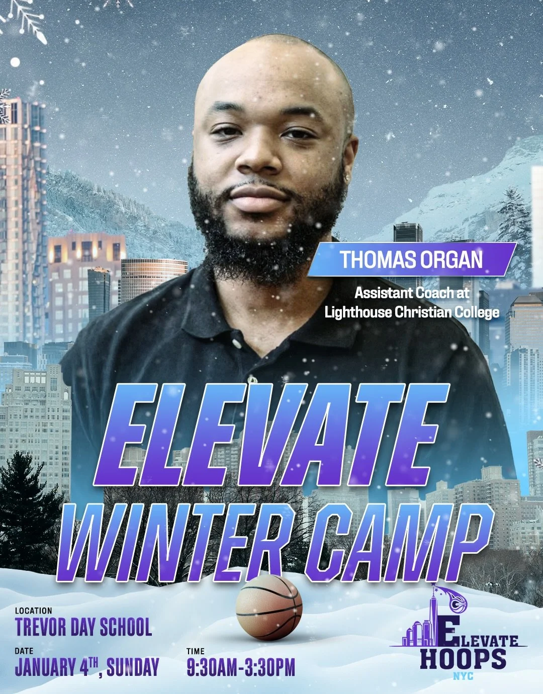 @coachtommyorgan WILL BE COACHING AT ELEVATE WINTER CAMP ❄️

&bull; Coach Tommy brings experience as an NCAA coach, bringing an expertise in footwork, college actions and elite skill work 

We look forward to having coach Tommy coach up our Elevate C