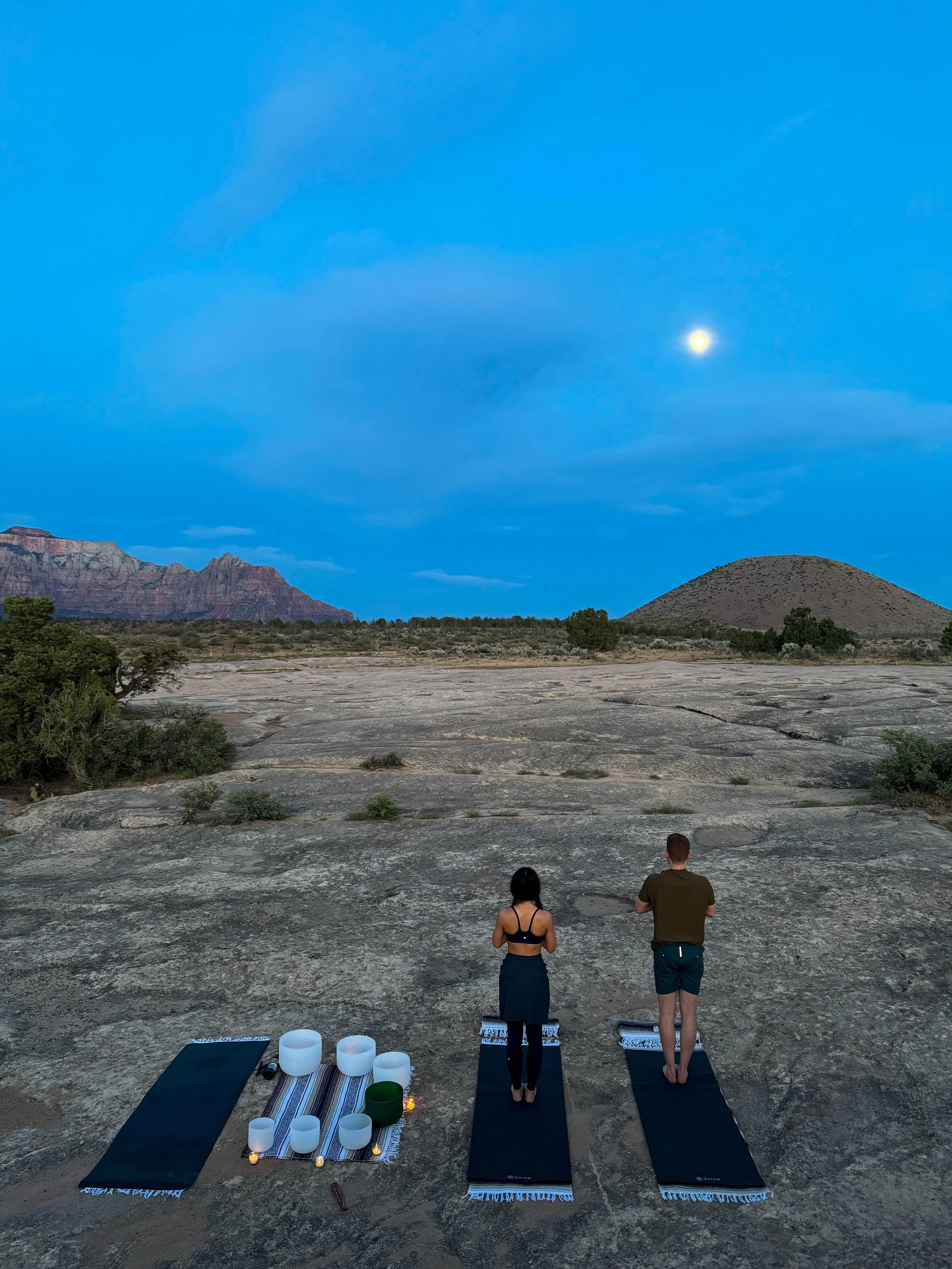 Couples Outdoor Yoga Full Moon Zion
