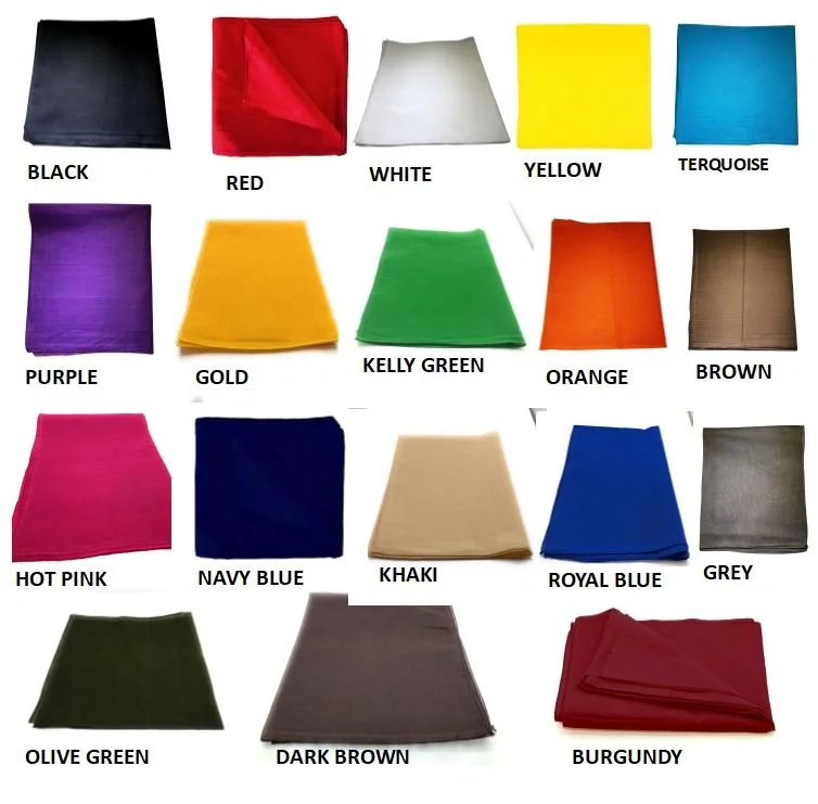 12 Pack (1 Dozen) Solid Cotton Bandana