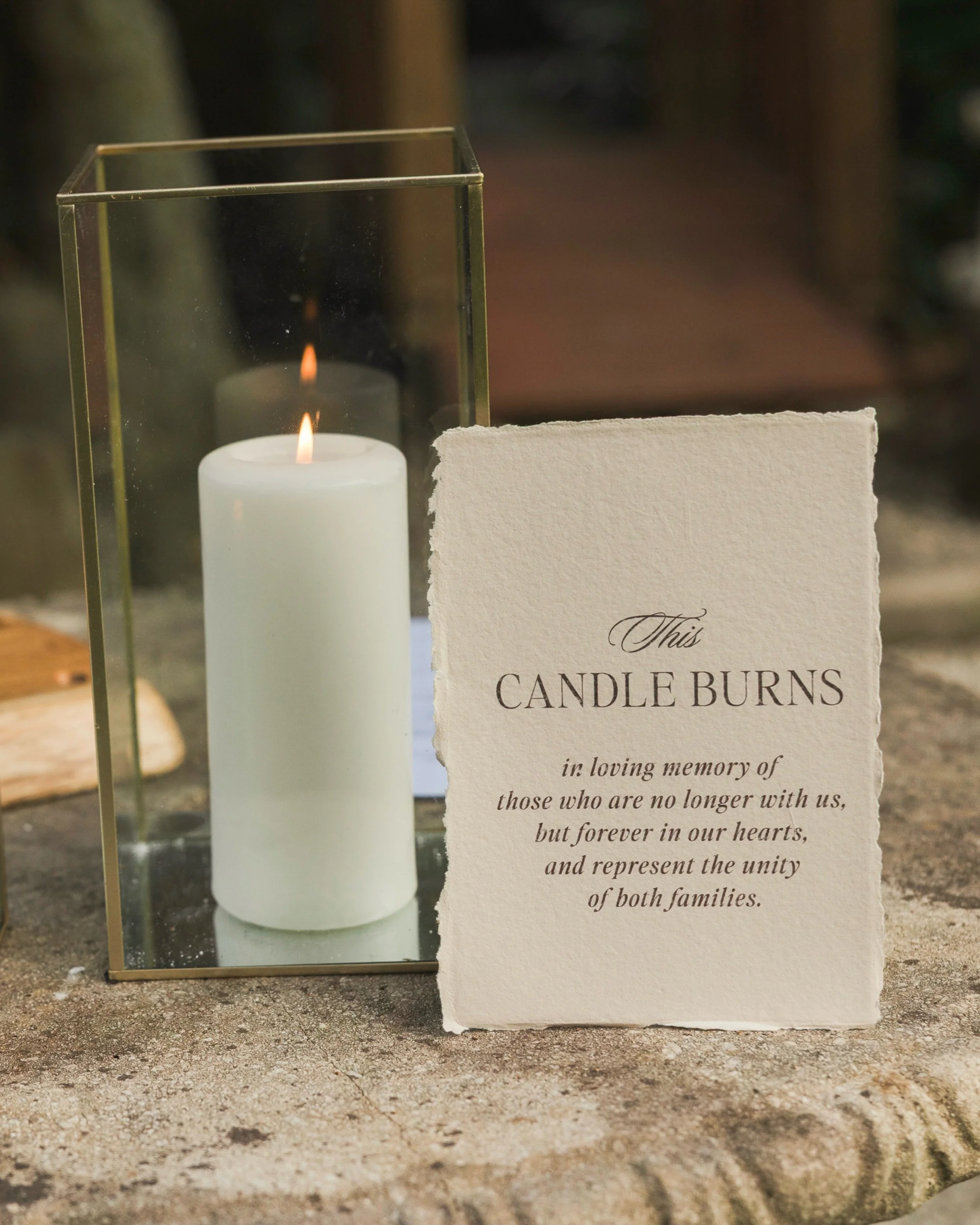 It&rsquo;s never just one thing.

It&rsquo;s the invitation that arrives months before the wedding.
The vow cards held with shaky hands.
The candle that honours the people who are forever on our hearts.
The words spoken during the ceremony.
The bar s