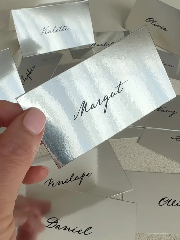 Chrome everything, please. 

Flat or tented placecards? We can&rsquo;t decide. But we can confirm the obsession with chrome is getting out of hand.

P.S. A little sneak peek from one of our new design collections dropping soon for this wedding season