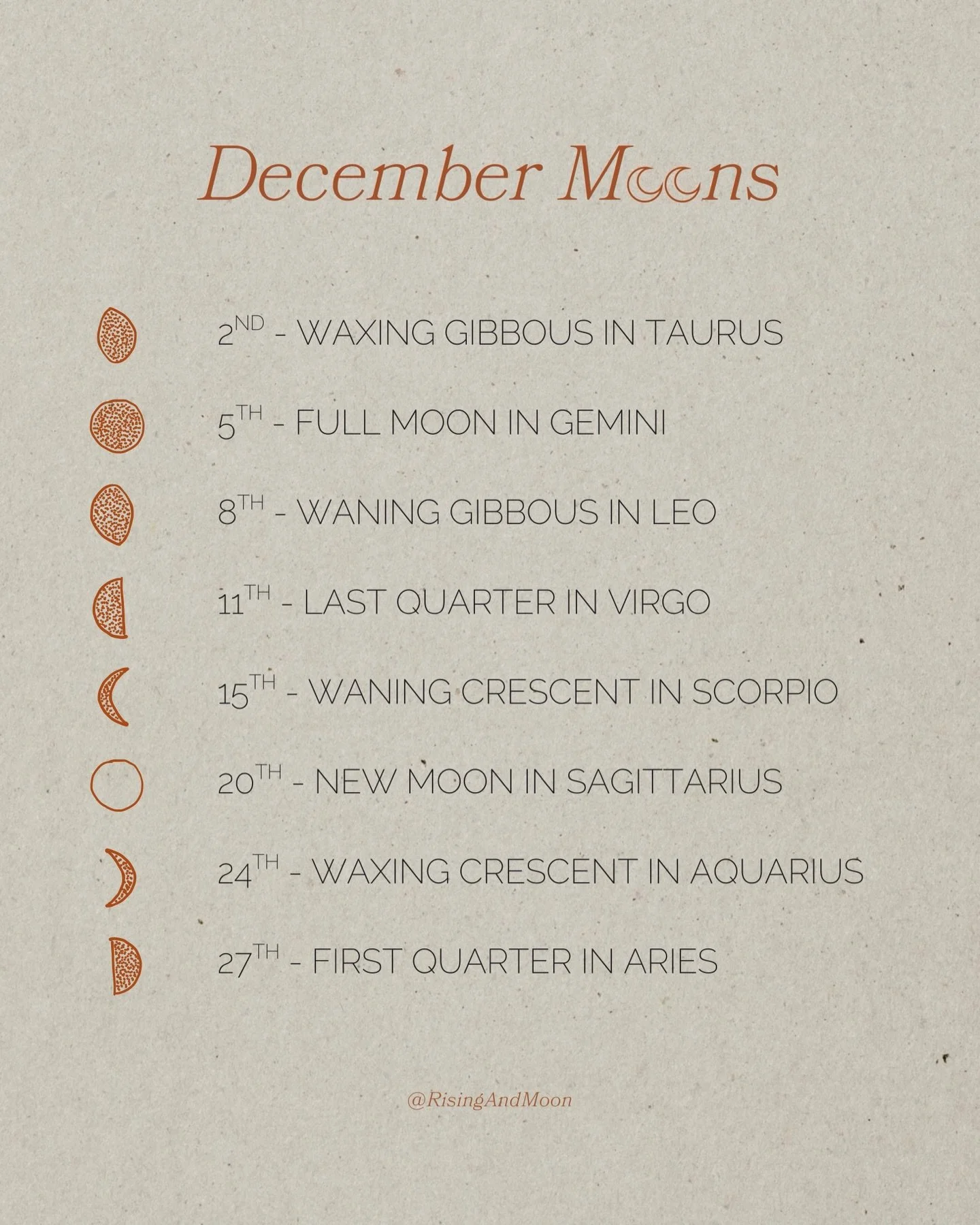 🌜December Moon Calendar🌛
⠀⠀⠀⠀⠀⠀⠀⠀
&lsquo;Tis the season!!! 🎄💫🕯️ here&rsquo;s our final moon calendar for 2025&hellip;
⠀⠀⠀⠀⠀⠀⠀⠀⠀
This month, on 5th the Full Moon 🌕 will be in Gemini ♊️ - go out and be spontaneous &amp; sociable at this stage in 