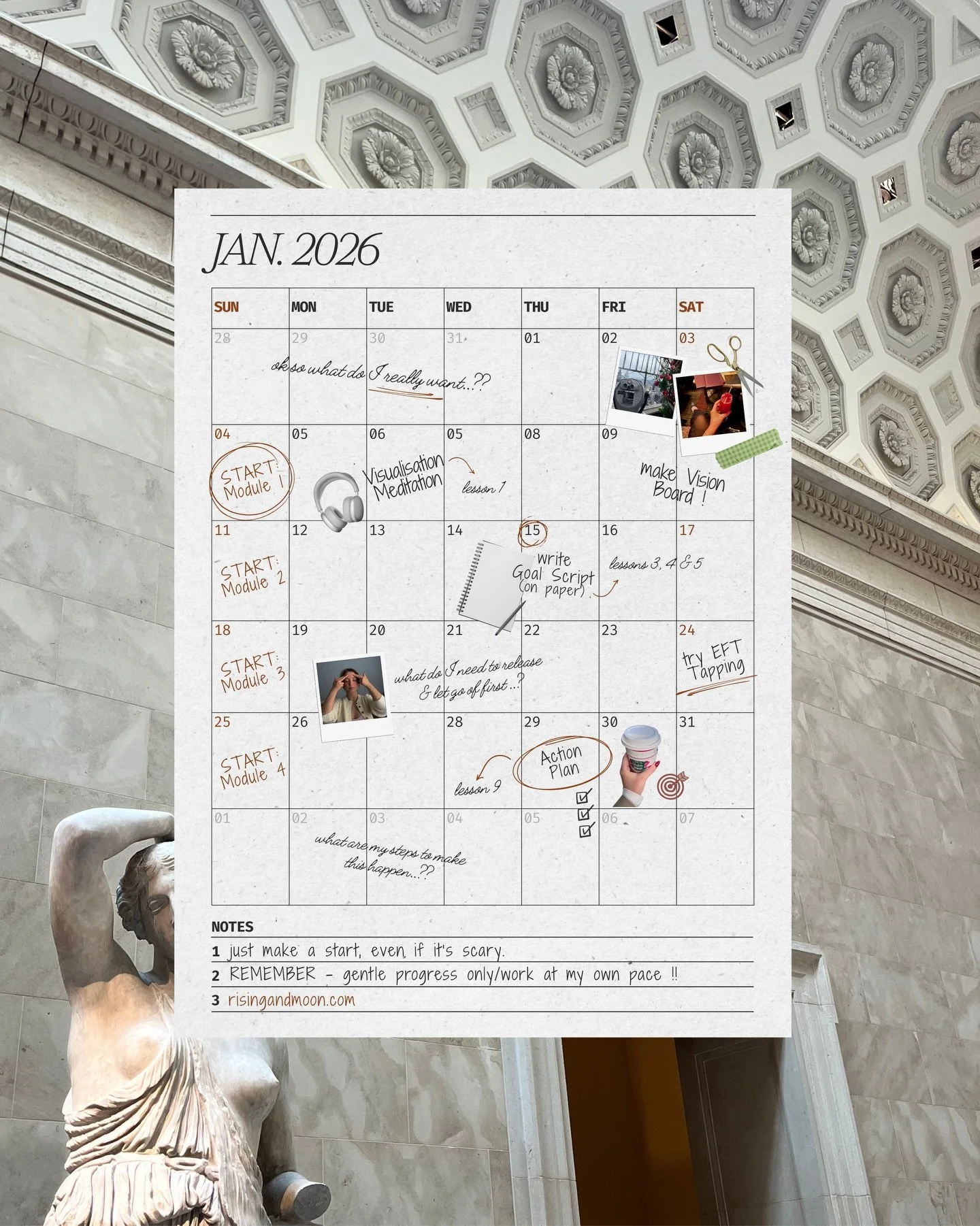 If setting goals at the start of the year feels overwhelming or directionless, Vision To Reality is the soft &amp; supportive guide you need throughout January 🗓️💫🫶🏼
 
One intentional step at a time, without trying to change everything in order t