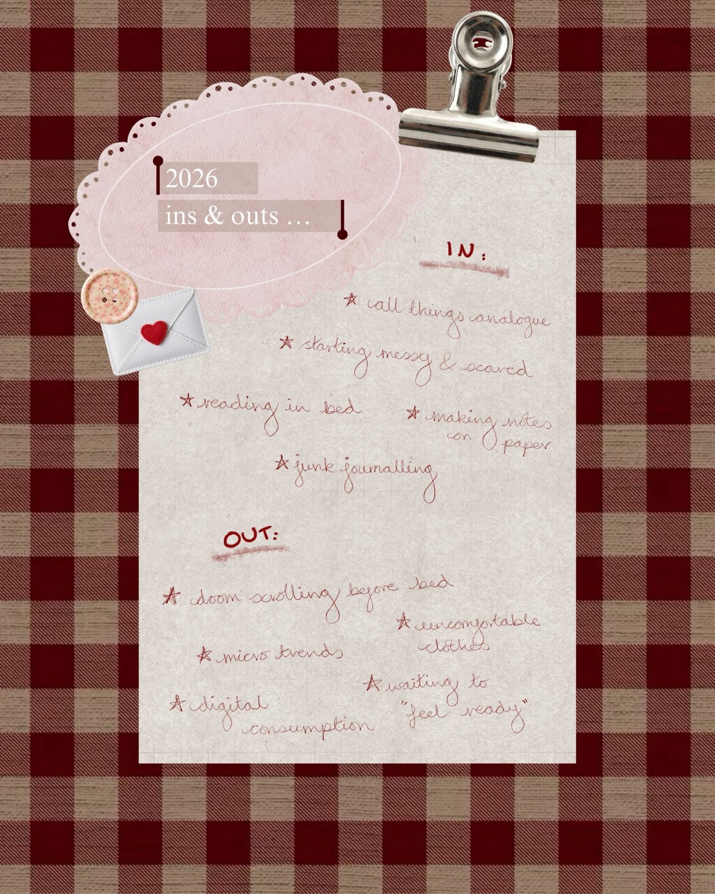 Here&rsquo;s a few things we&rsquo;d like to welcome into our 2026 🪄🫶🏼
 
(+ few others that we&rsquo;d like to leave out 👋🏼)
 
💭 If you aren&rsquo;t sure yet on the goals you&rsquo;d like to aim for this year, there&rsquo;s no need to panic!
Tr