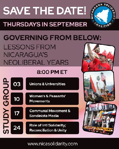 Nicaragua Solidarity Coalition 9.1.2026: Latin America faces increasing US Domination; Campaign against US Sanctions