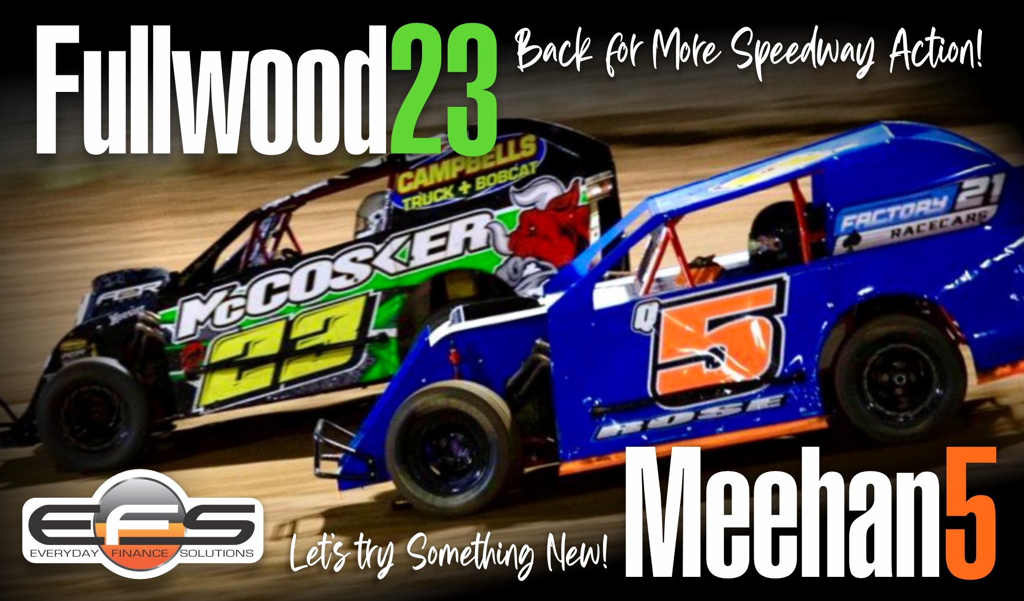 FULLWOOD &amp; MEEHAN ARE CHANGING IT UP AT TOOWOOMBA SPEEDWAY!
Tonight will see Bryce Fullwood  BJR team racer, switching gears from the V8 Supercar to get back behind the wheel of the McCosker Contracting / Campbells Truck &amp; Bobcat Q23 Modlite.