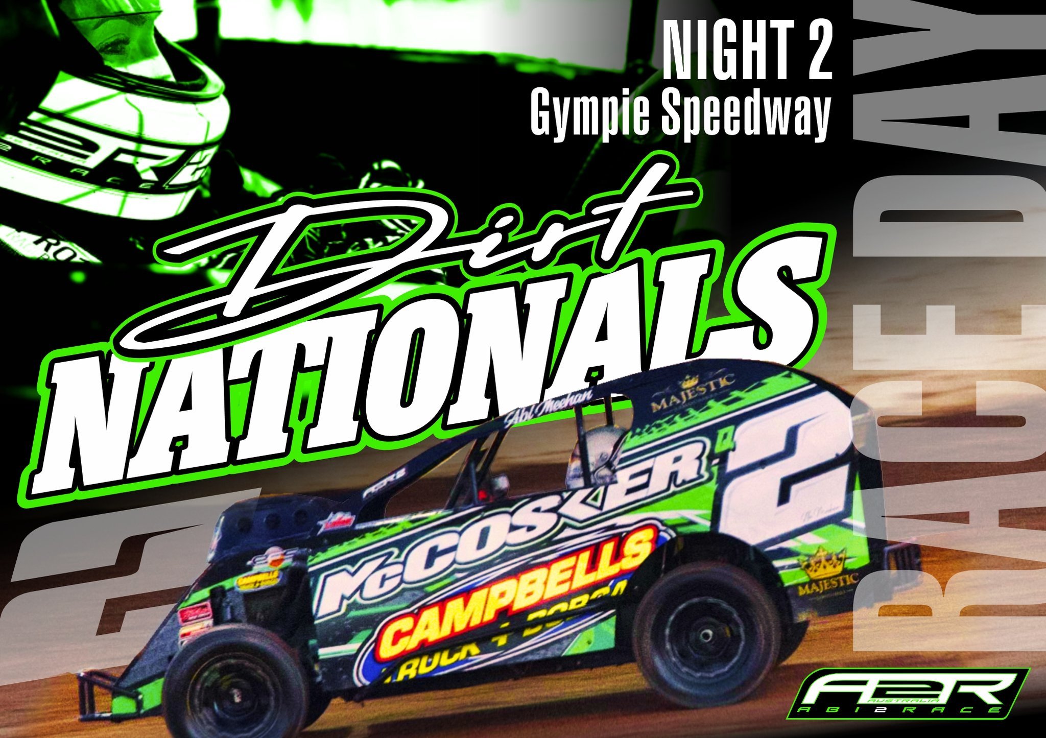 IT&rsquo;S RACE DAY!
Night 2 of the DIRT NATIONALS at Gympie Speedway

Both the Q2 Abi Meehan &amp; Q23 Lachlan Gardner modlites are back for Rnd 2.

Make sure you head to the pits to say hello and grab a poster.
We have T-Shirts and Caps for sale fo