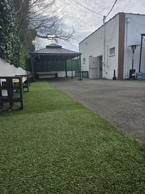 The back patio and covered outdoor space at REIGN