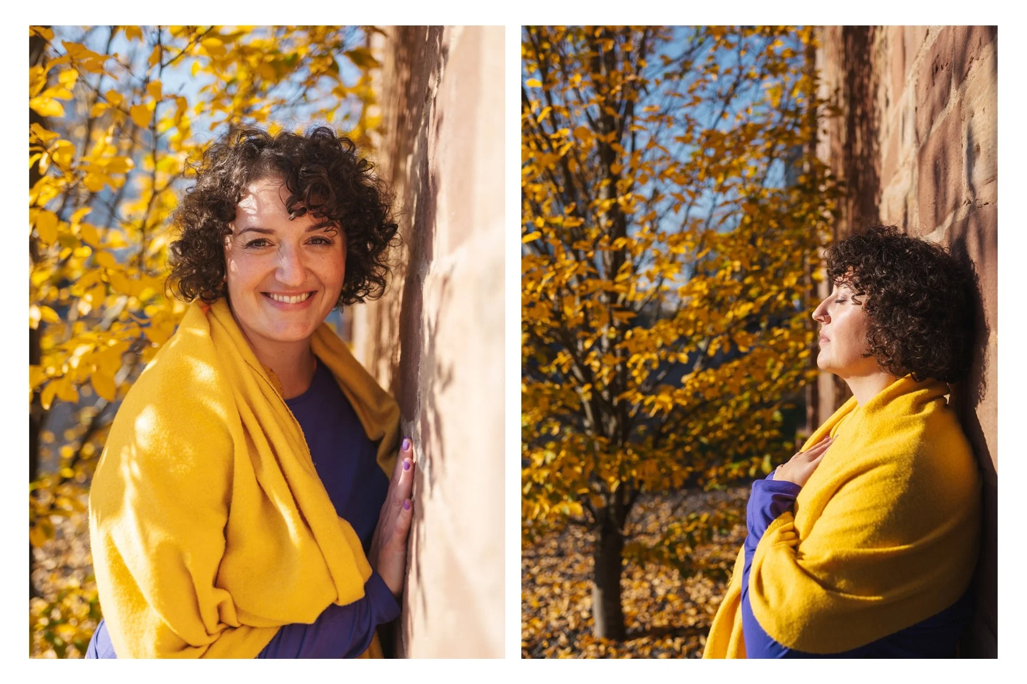 Natürliches Outdoor-Porträt im Herbstlicht, authentische Personal Branding Fotografie von Lebenskunst Photography