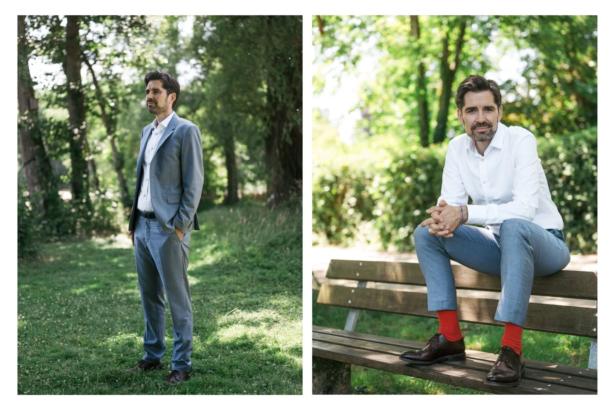 Sven Teuber Professionelles Outdoor-Businessporträt im Park, moderne Personal Branding Fotografie