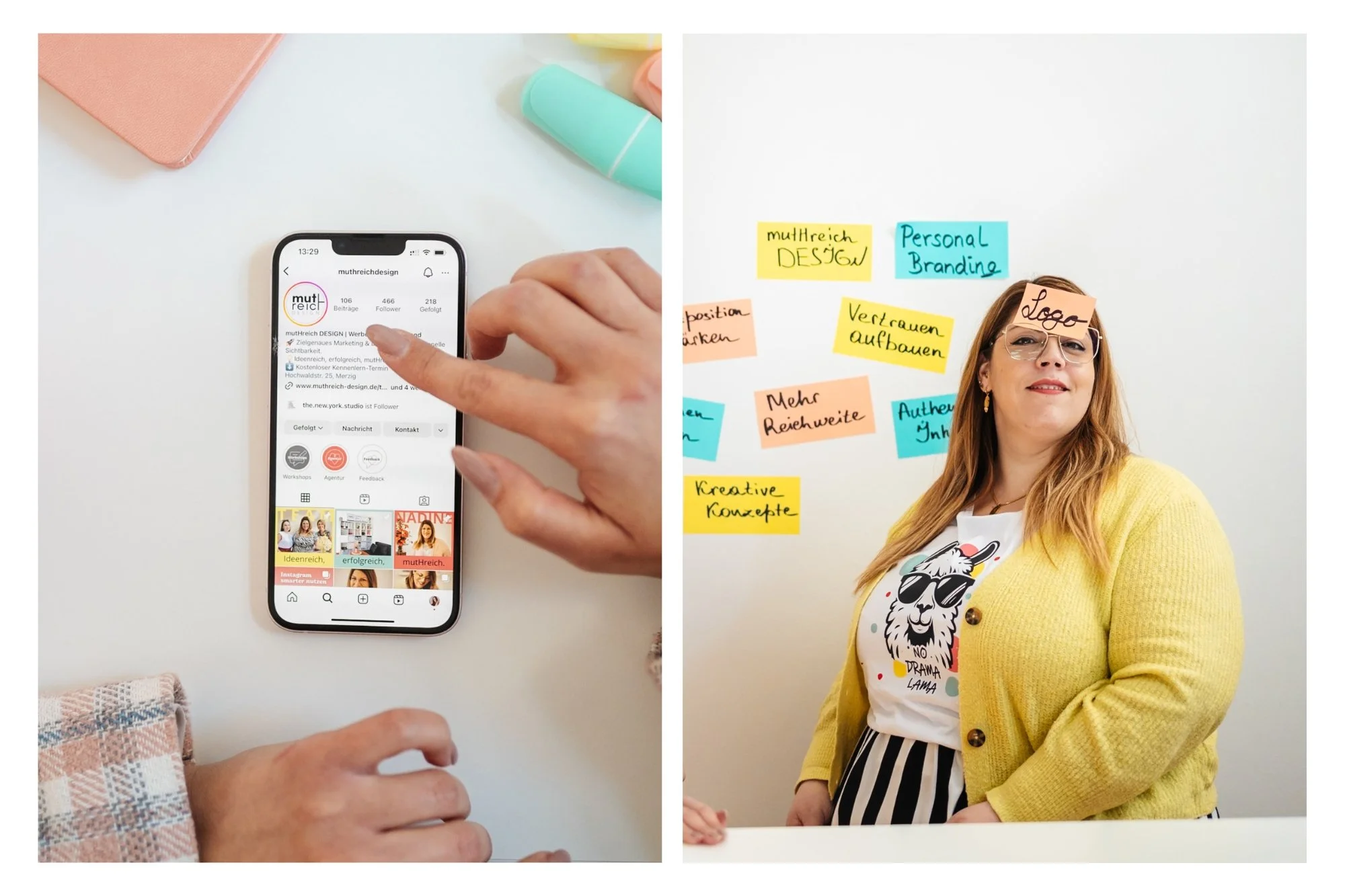 Kreative Personal Branding Session mit Konzeptarbeit, authentische business fotografie im Innenraum