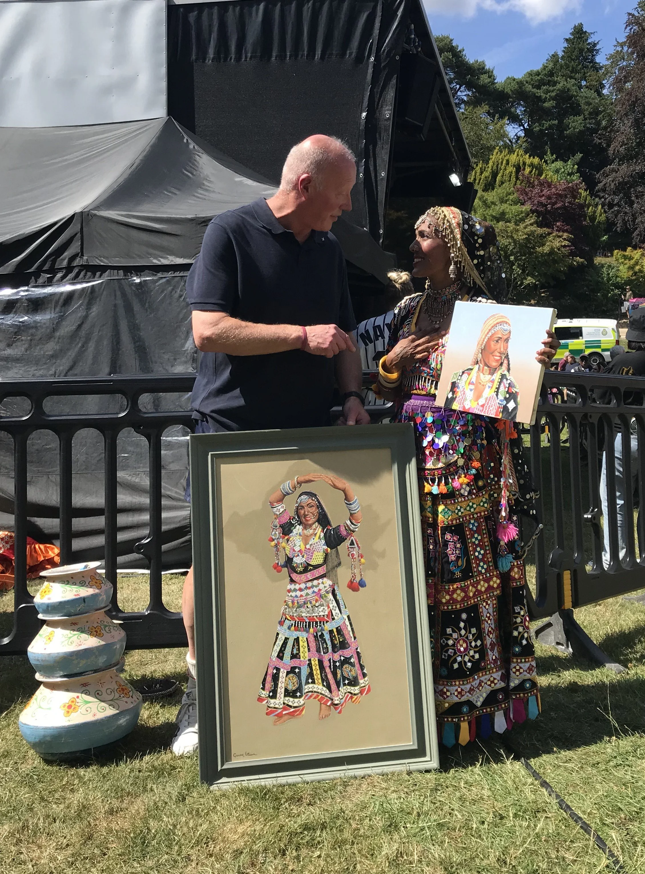 presenting the dancer's portrait at a festival 'Mela' in Tunbridge Wells.