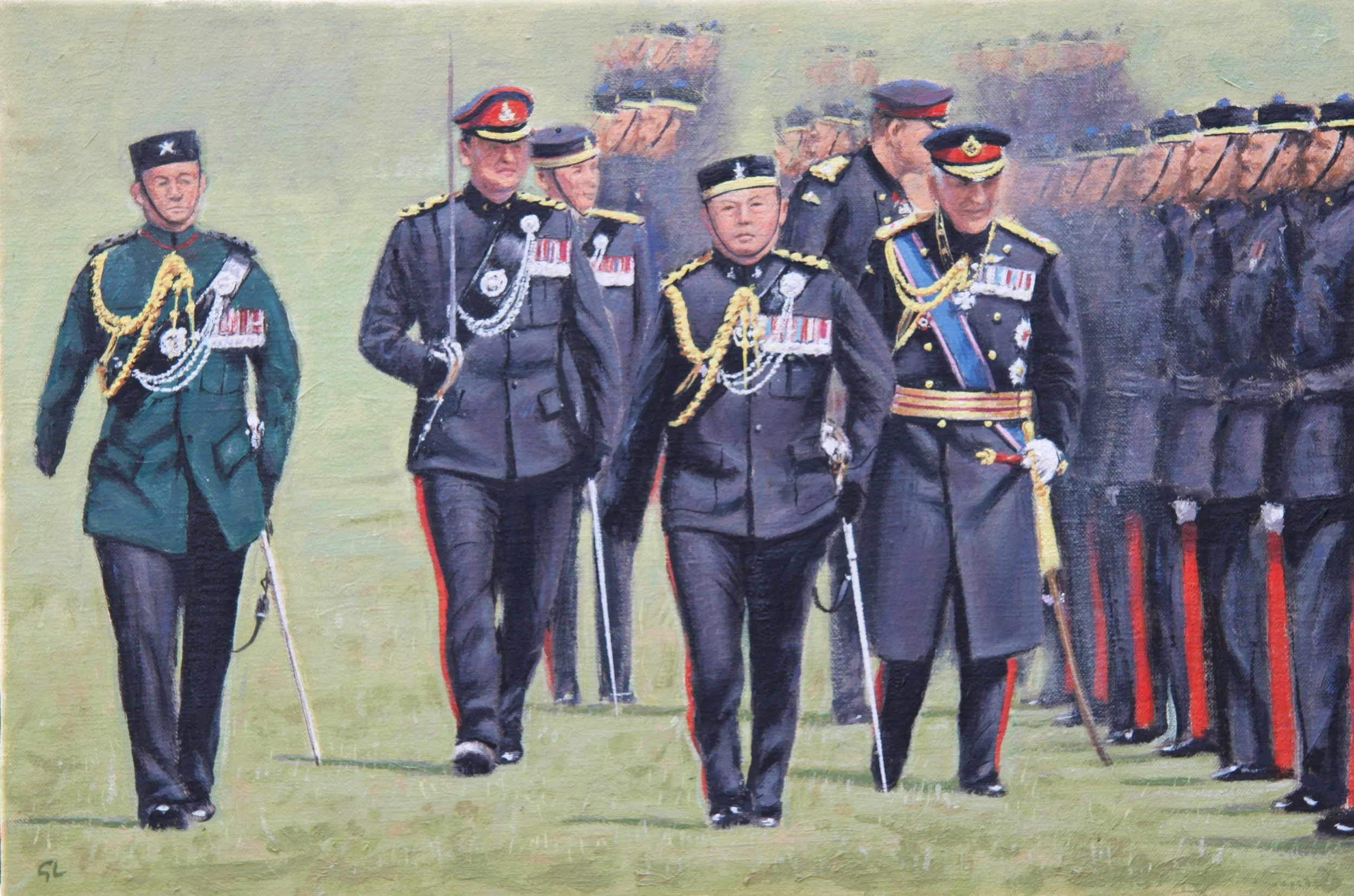 HRH King Charles III reviewing the KGA troops. 4th June 2026. Larkhill Barracks RA.