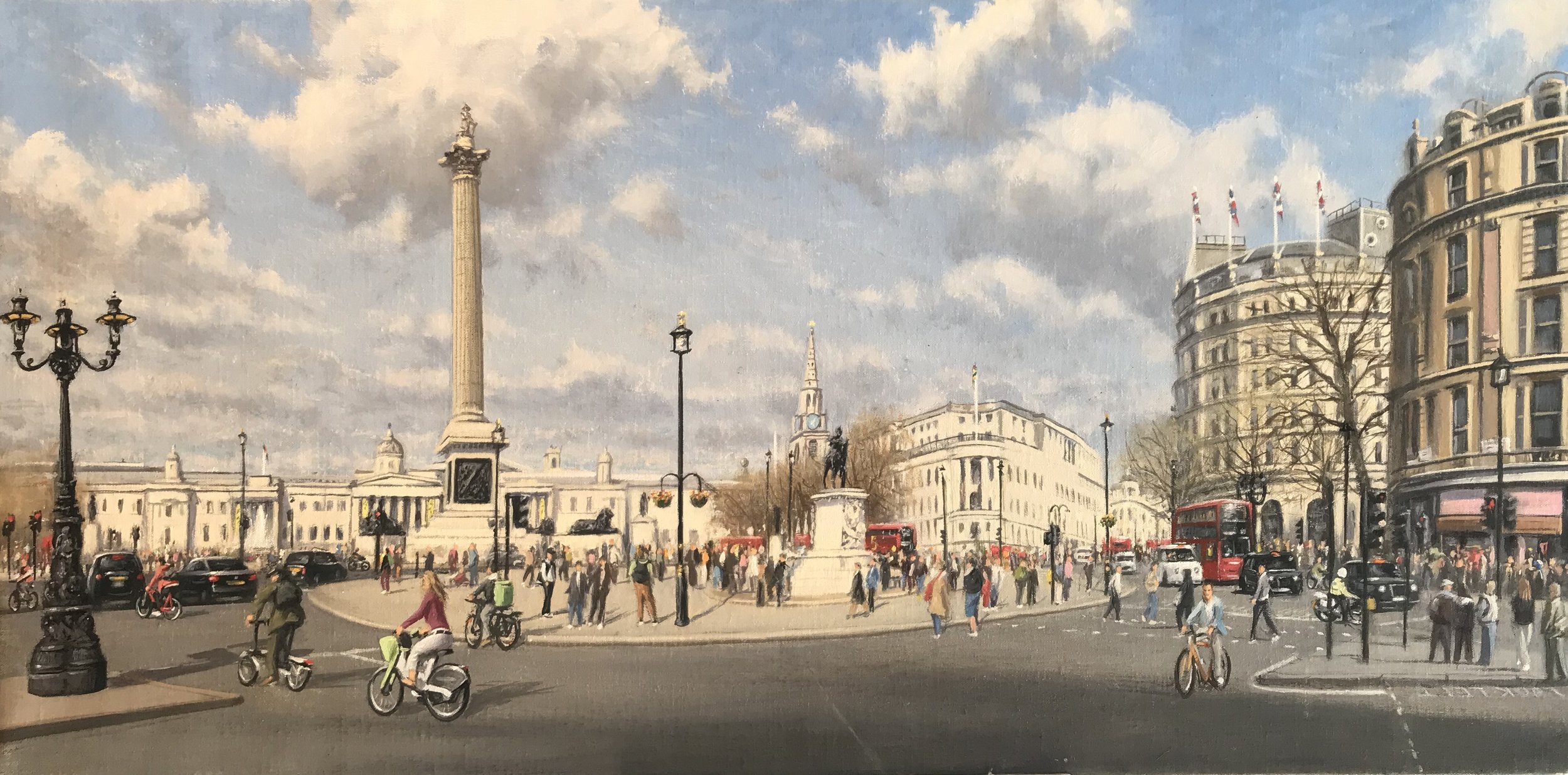 Trafalgar Square, London. (plein air).