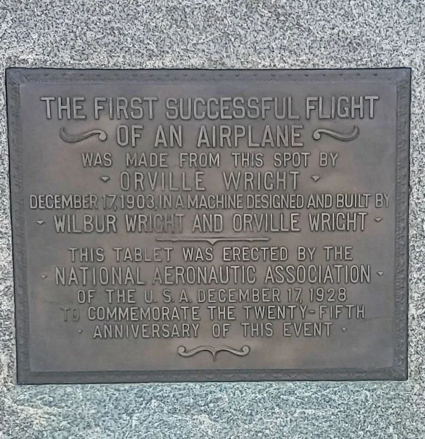 first successful flight of an airplane plaque kitty hawk north carolina.JPG
