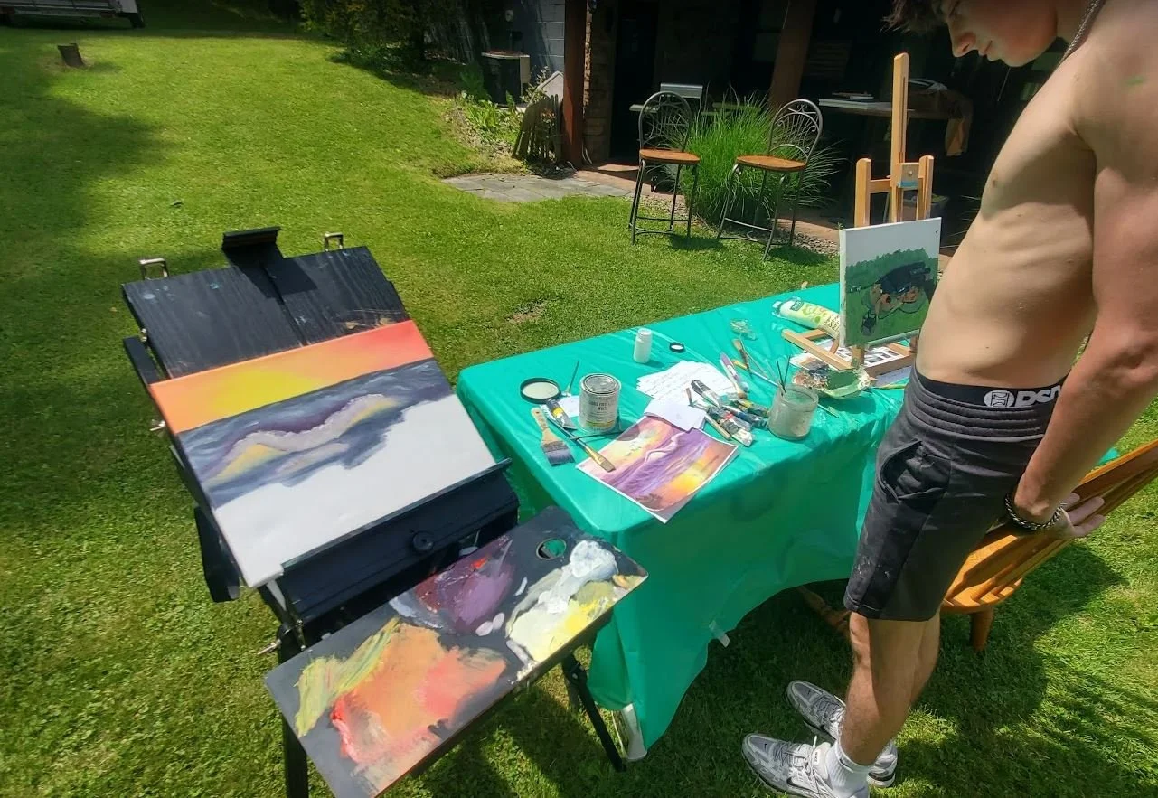 oil painting setup in a backyard.JPG