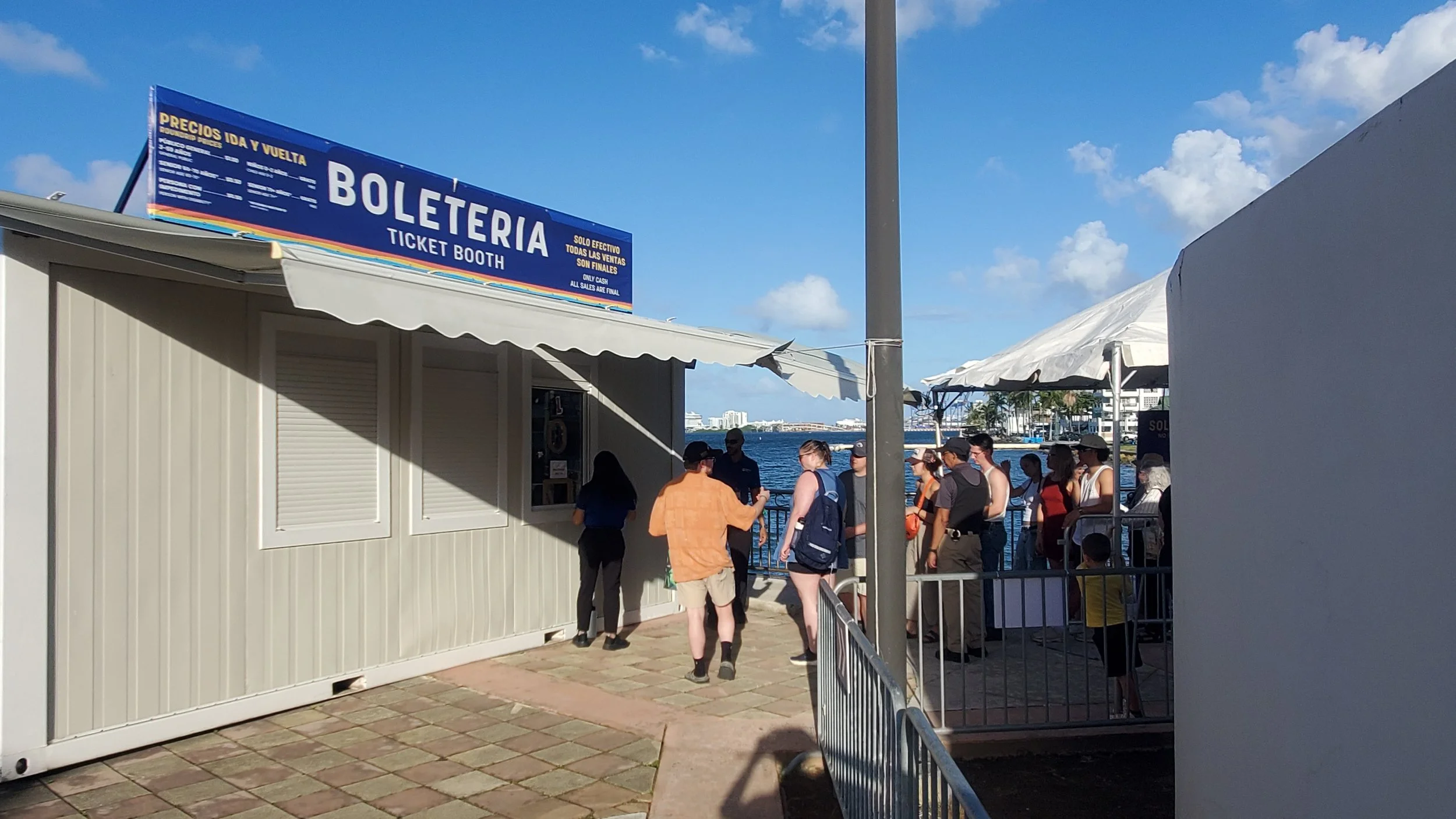 pat at ferry ticket booth san juan puerto rico