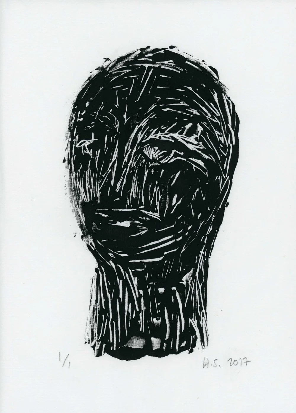 LIZARD Monoprint on Dan Xuan paper 35 x 24 cms 2017