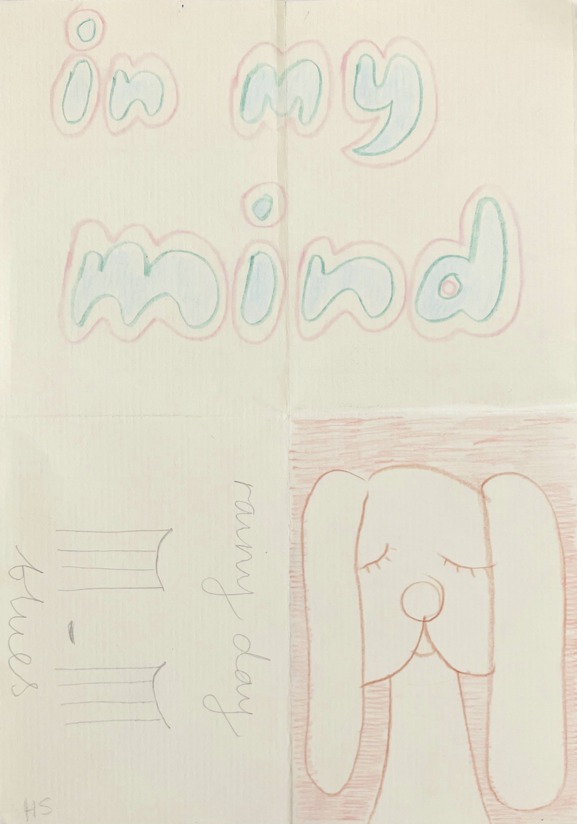 IN MY MIND 2025 Pencil & coloured pencil on folded laid paper 20.8 x 14.7 cm