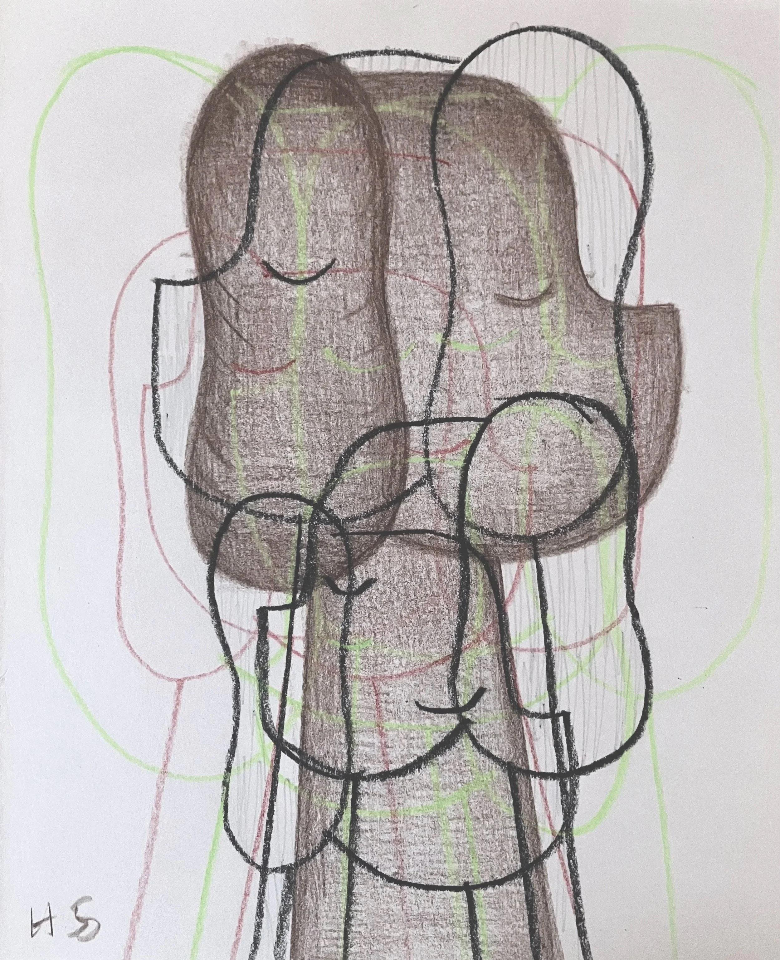 LAYERS 2026 Chinagraph, pencil, coloured pencil on paper 25.4 x 20.6 cm