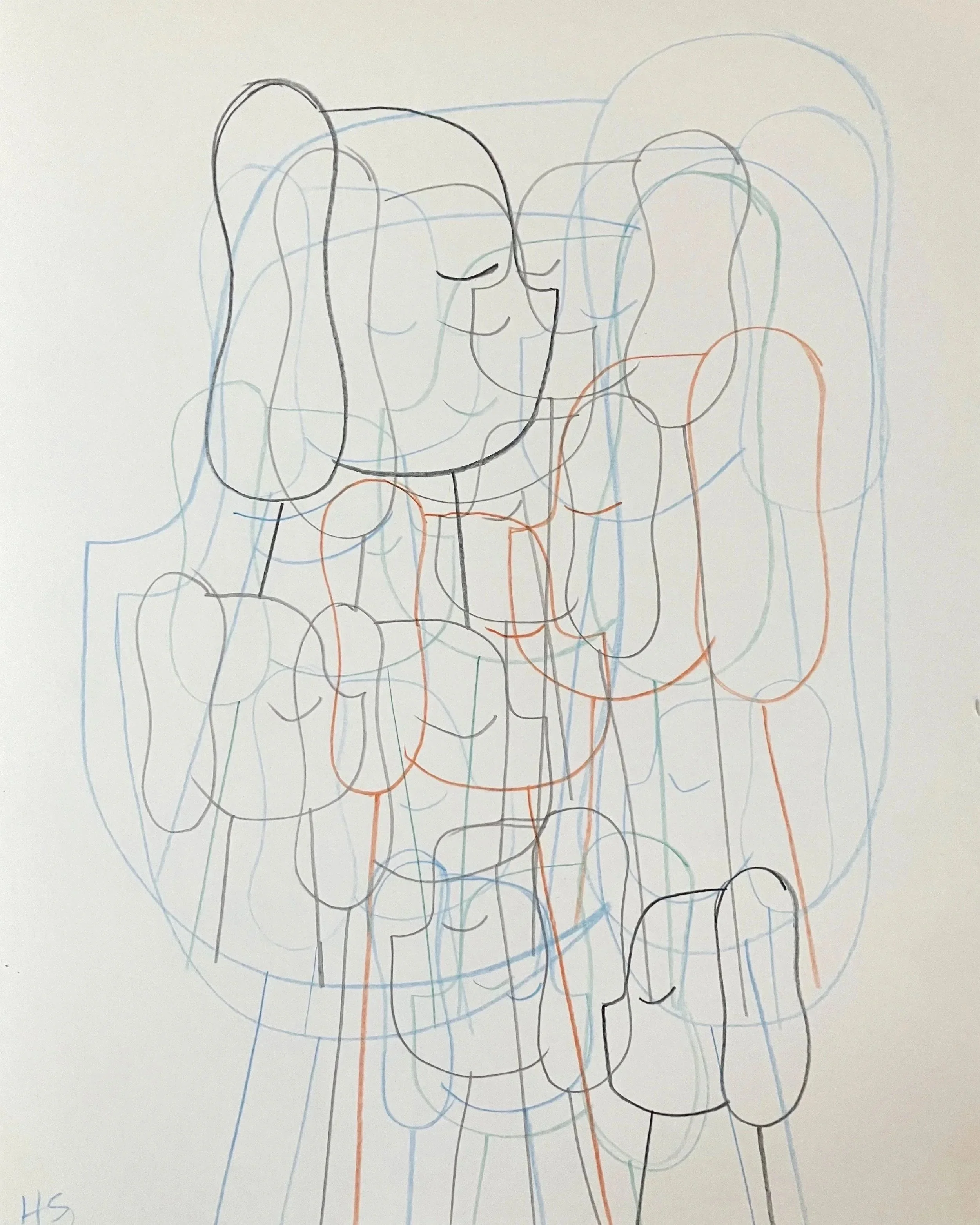 PYLONS 2026 Pencil & coloured pencil on paper 37 x 29.6 cm