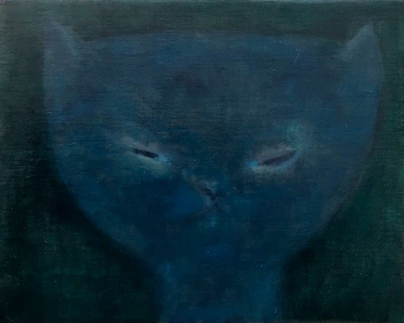 BLUE CAT 2025 Oil on linen 20.2 x 25.4 cm (8 x 10 in)