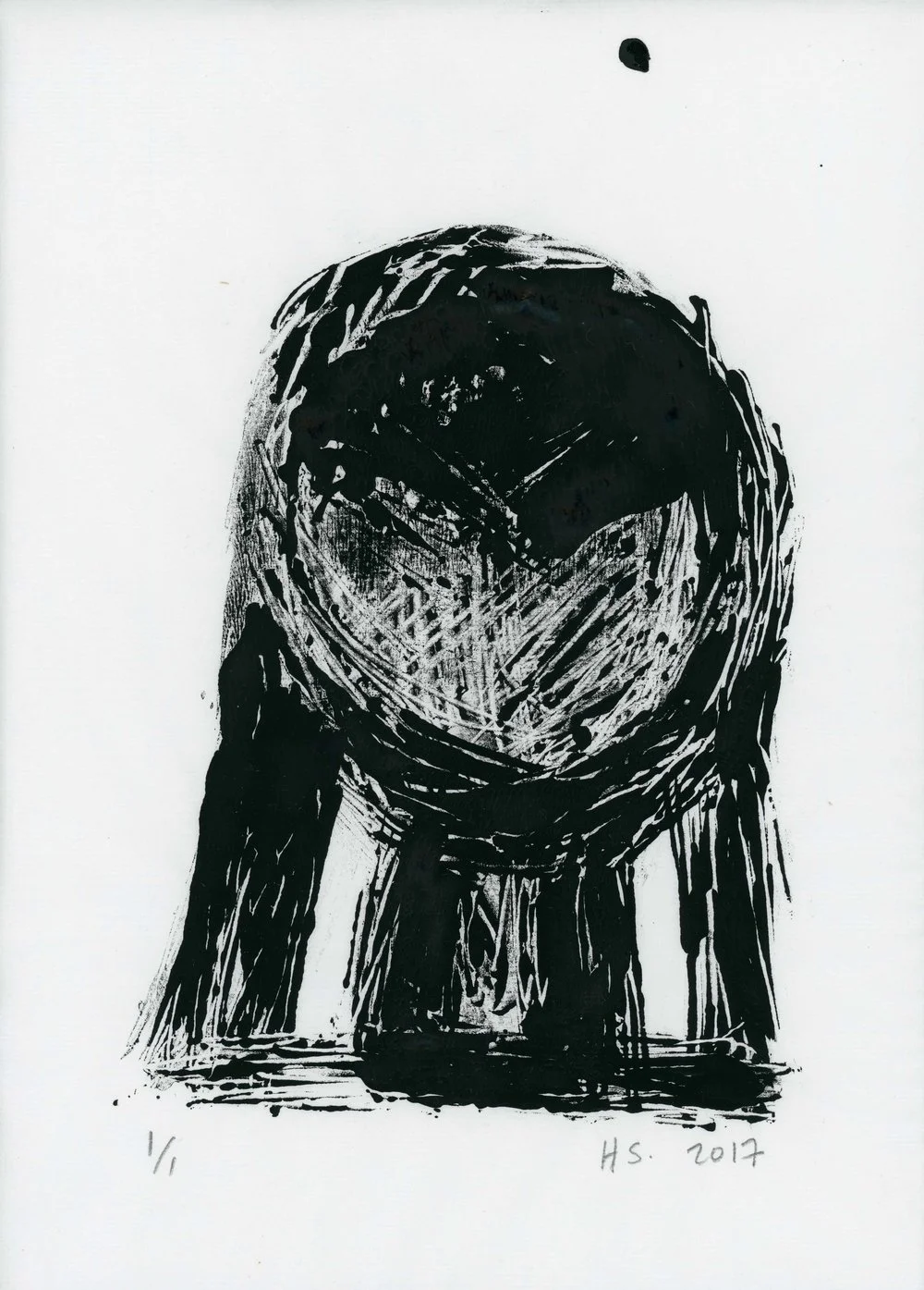 GIRL Monoprint on Dan Xuan paper 35 x 24 cms 2017