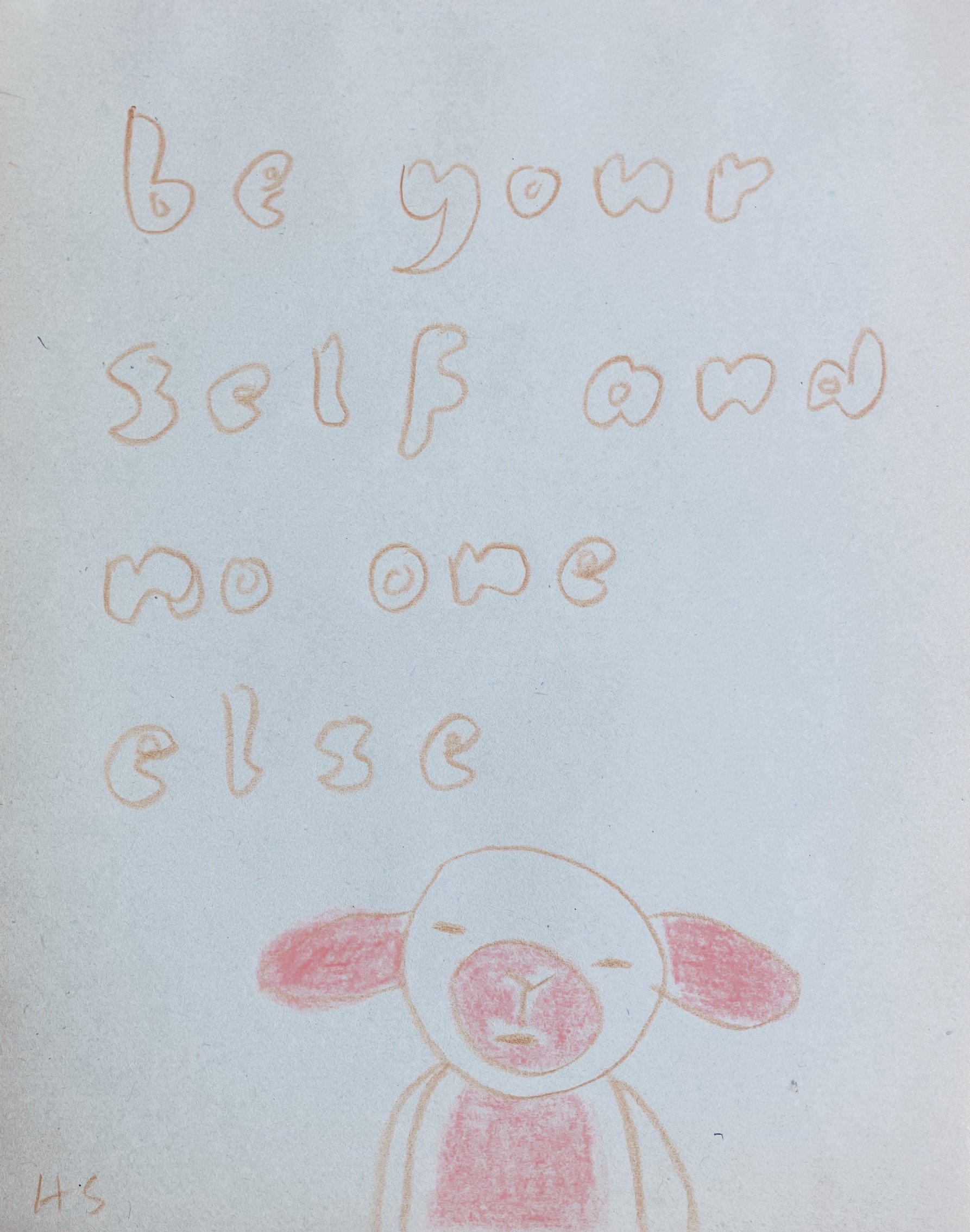 BE YOUR SELF 2025 Coloured pencil on found note paper 17 x 13.4 cm