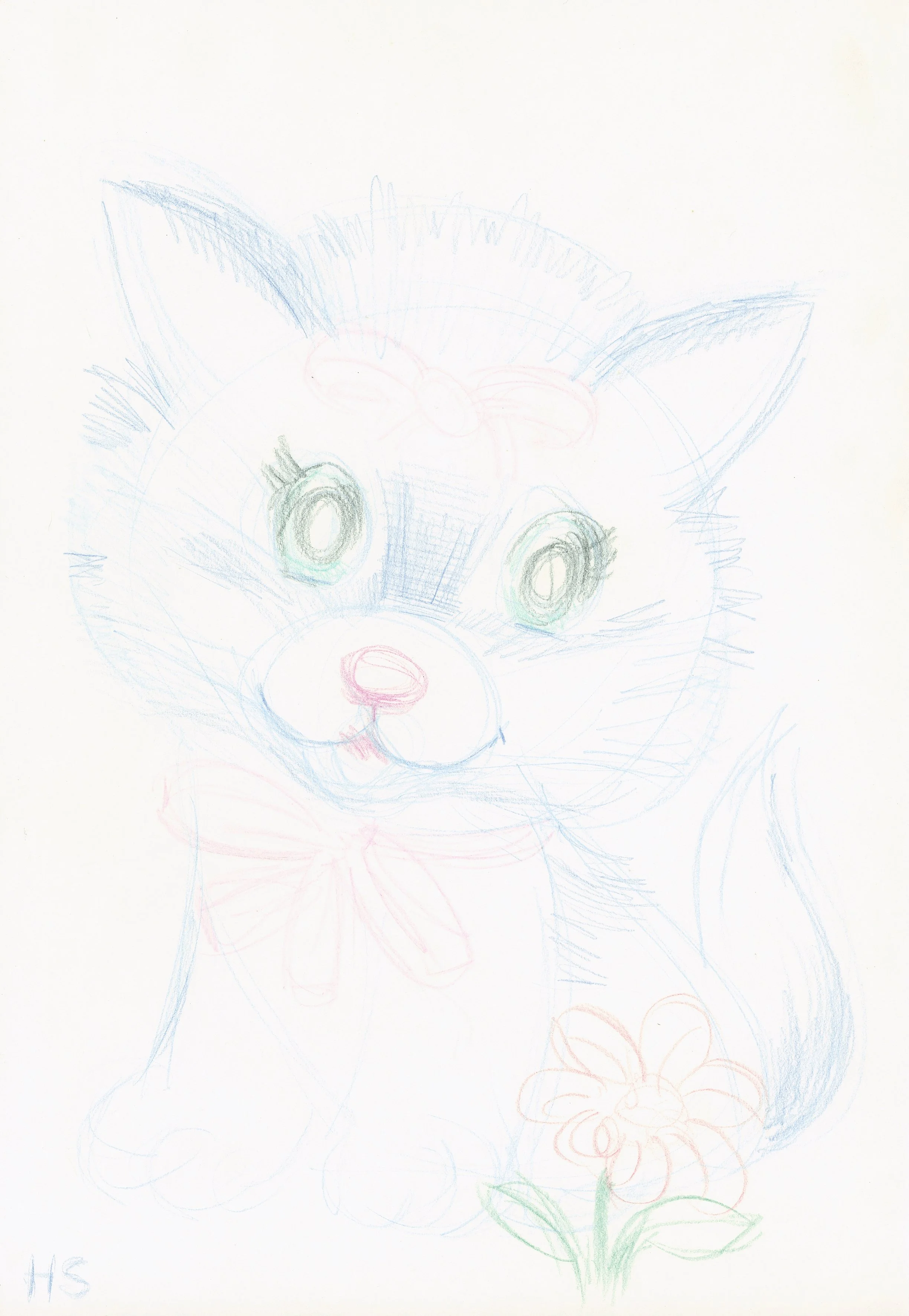 BLUE KITTY 2025 Coloured pencil on paper 29.5 x 20.3 cm
