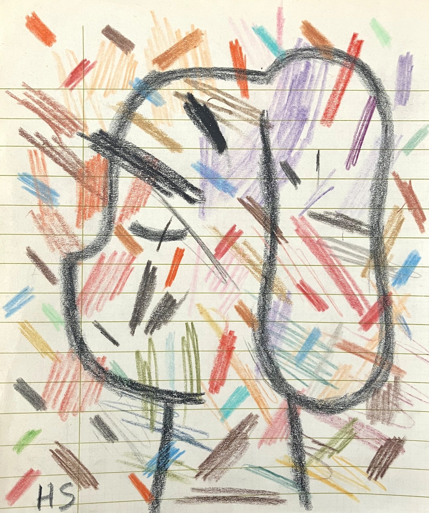 FIRST SUNNY ON COLOUR TESTER 2025 Coloured pencil on found paper 14.2 x 11.9 cm