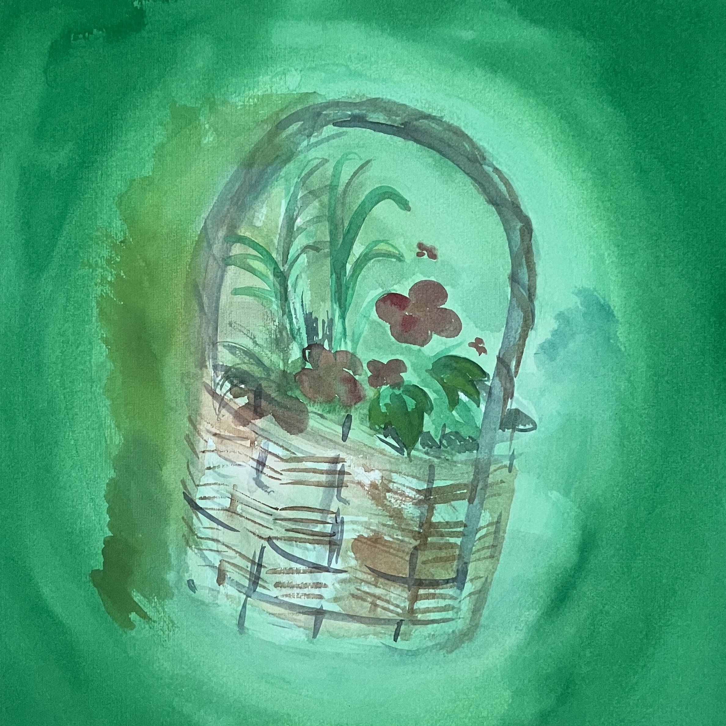 GREEN BASKET 2004 Watercolour on paper 30 x 30 cm
