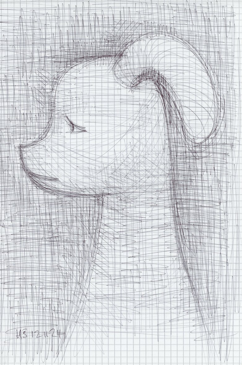 LITTLE GIRL 2024 Biro on graph paper 29.5 x 19.6 cm
