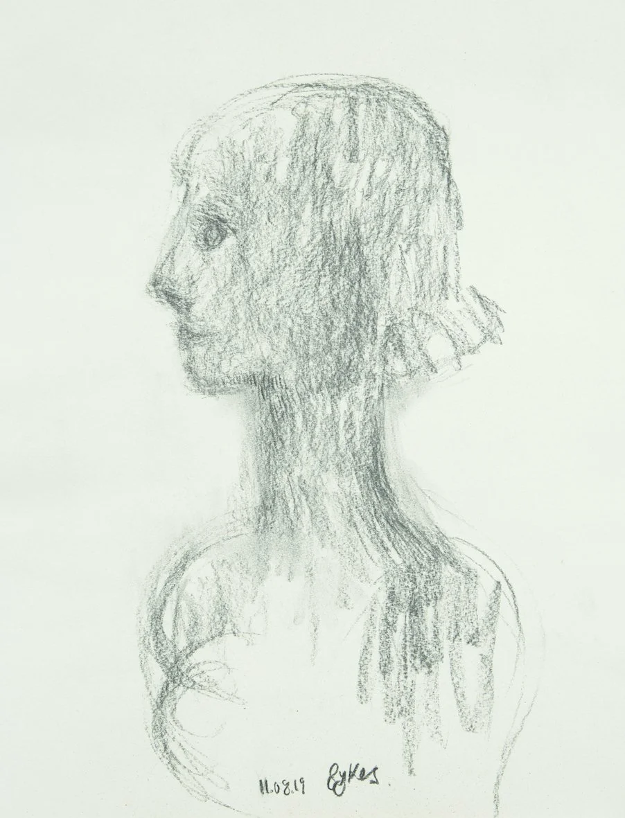 HEAD & SHOULDERS 2019 Charcoal on lining paper 50 x 41 cm