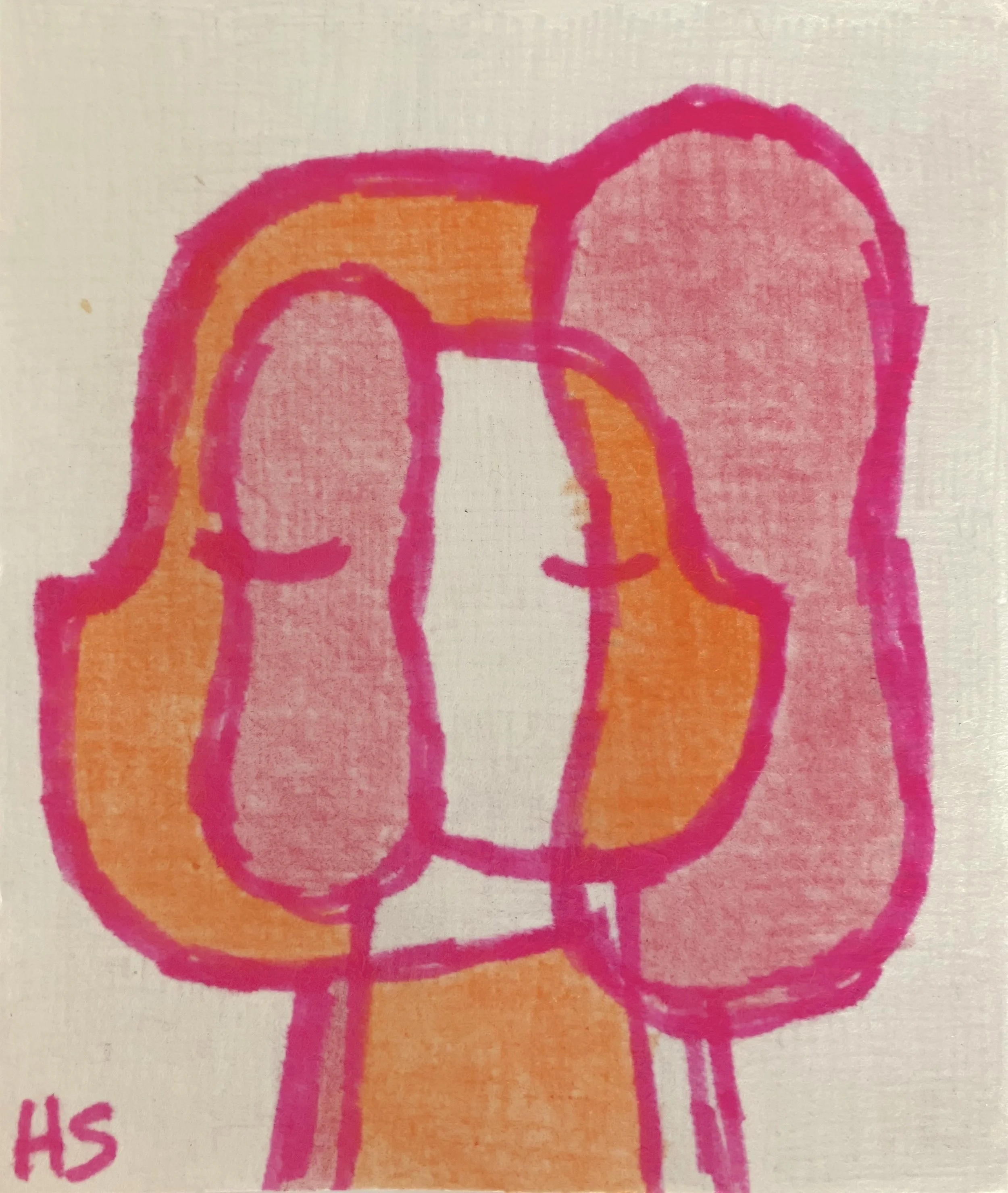 UNTITLED STUDY  3 2025 Felt pen, pencil & coloured pencil on found paper 14.2 x 12 cm
