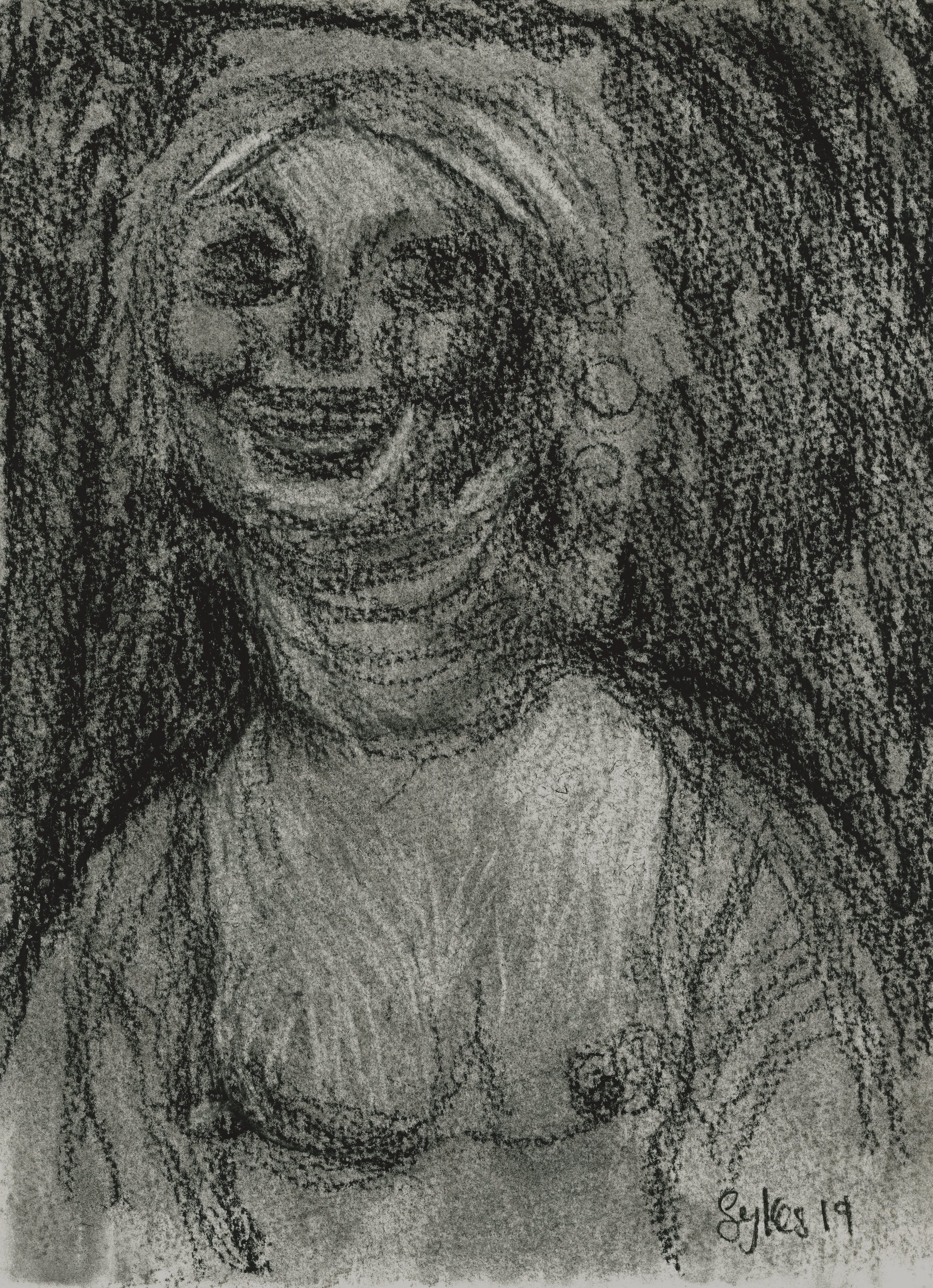 SMILING WOMAN 2019 Charcoal on watercolour paper 28.5 x 21 cm