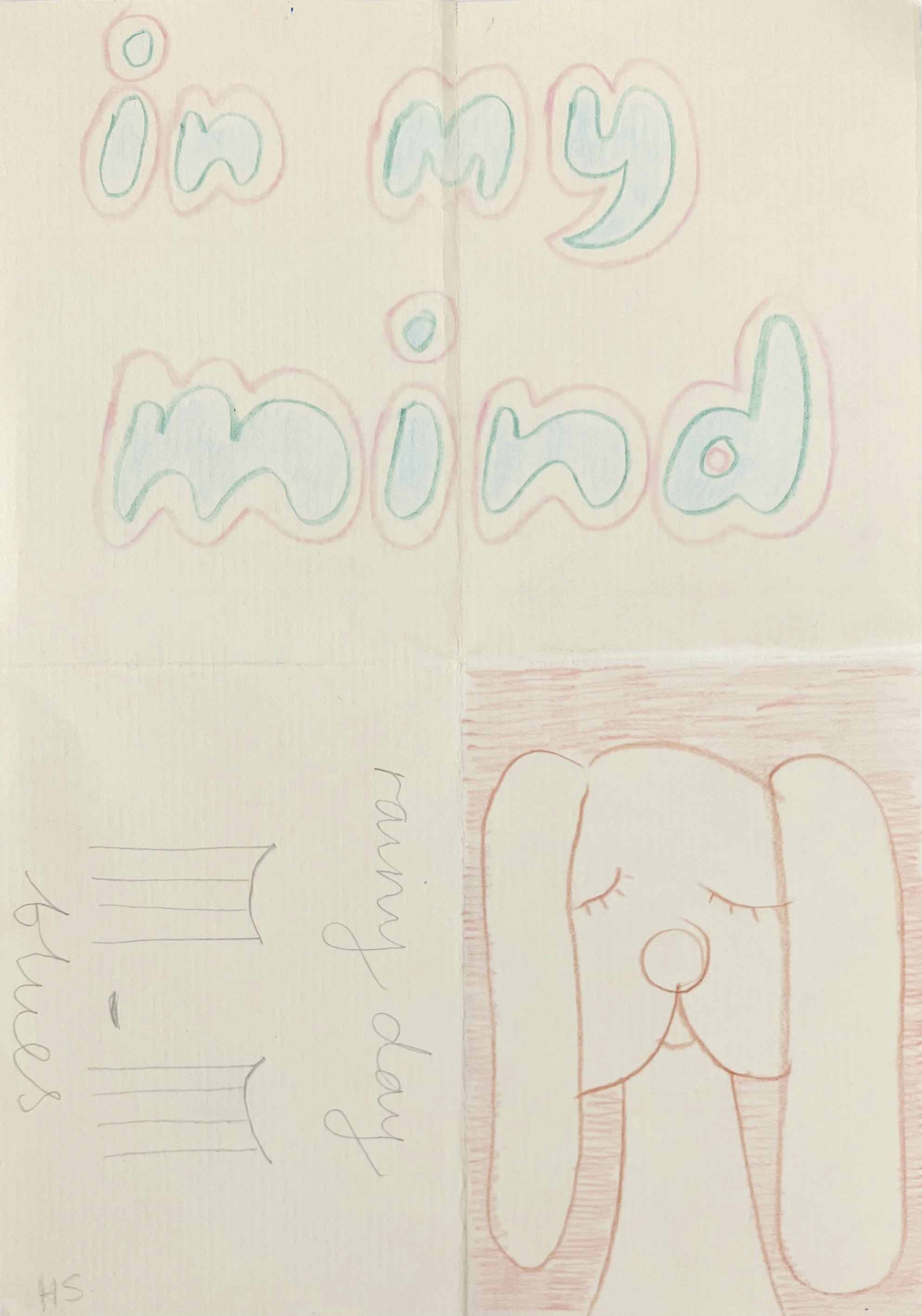 IN MY MIND 2025 Pencil & coloured pencil on folded laid paper 20.8 x 14.7 cm
