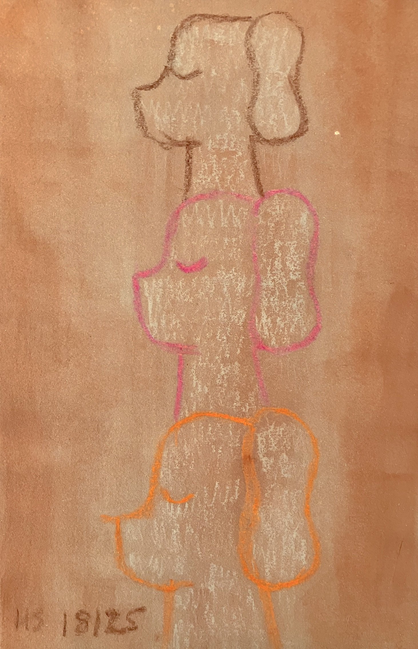 SUNNY TOTEM 2025 Wax crayon & watercolour on rough paper 28 x 18.5 cm
