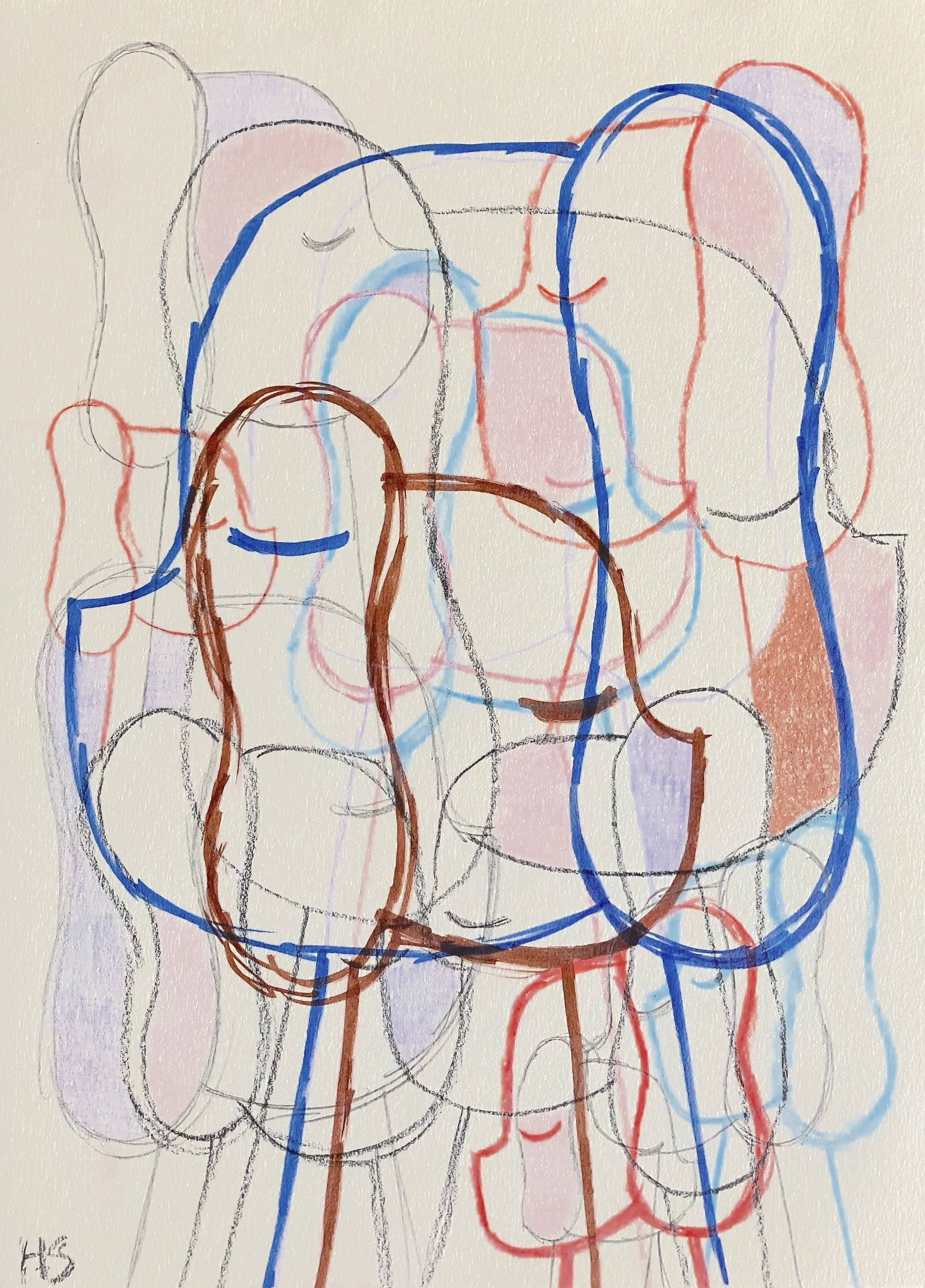 LAYERS LITTLE RED ONE 2025 Pencil, coloured pencil & felt pen on paper 29 x 21 cm