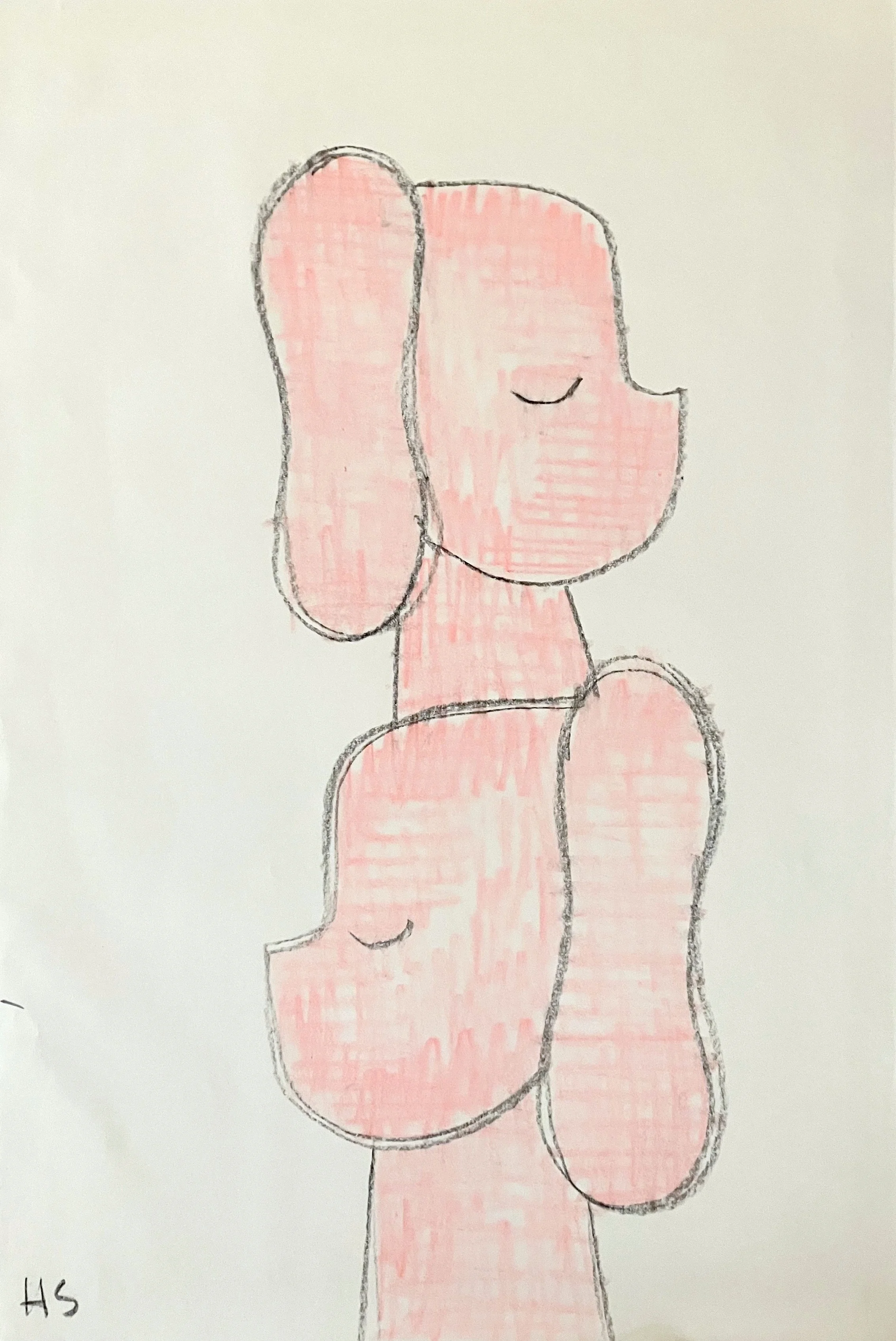 PIGGY BACK 2026 Pencil & coloured pencil on paper 29.5 x 19.7 cm