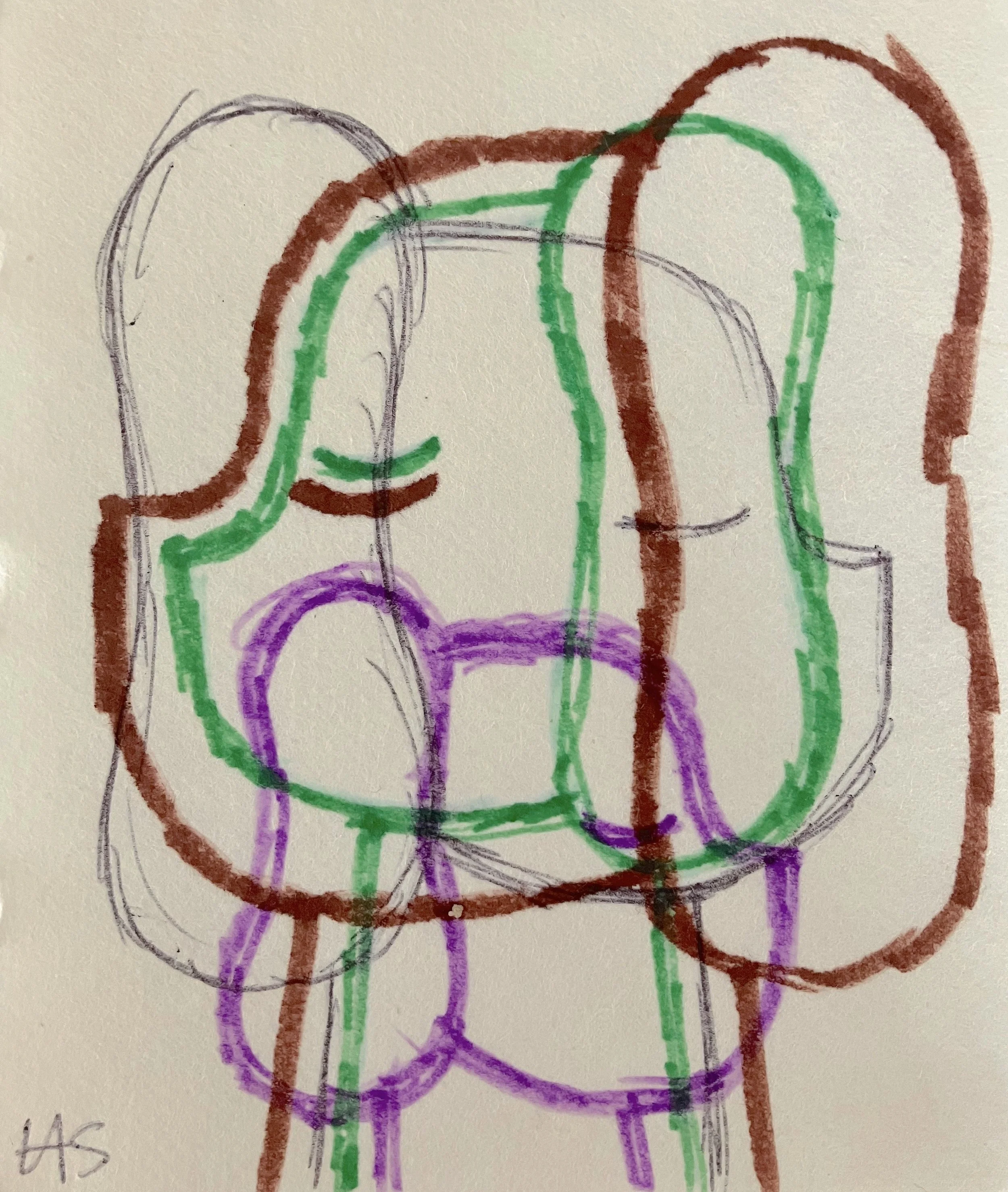 UNTITLED STUDY 4 2025 Felt pen & biro on found paper 14.2 x 12 cm