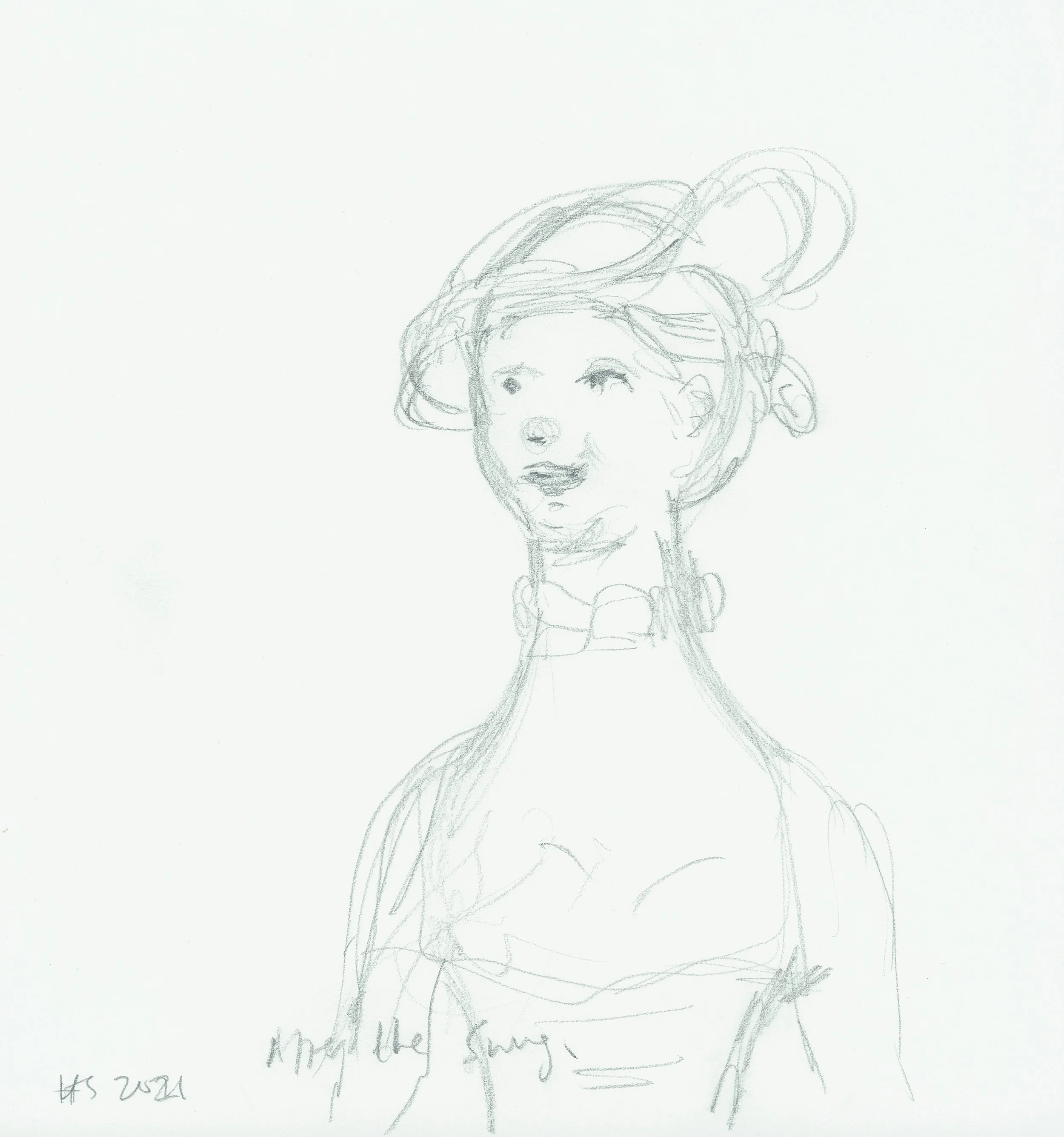 AFTER THE SWING 1 2021 Pencil on paper 21 x 19.5 cm