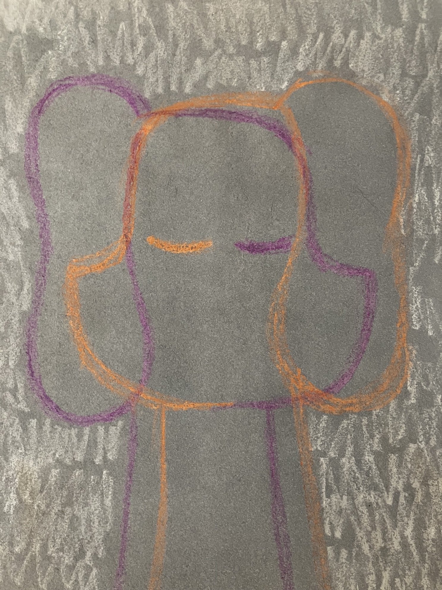 DOUBLE TROUBLE SUNNY 2025 Wax crayon & watercolour on rough paper 28 x 21 cm