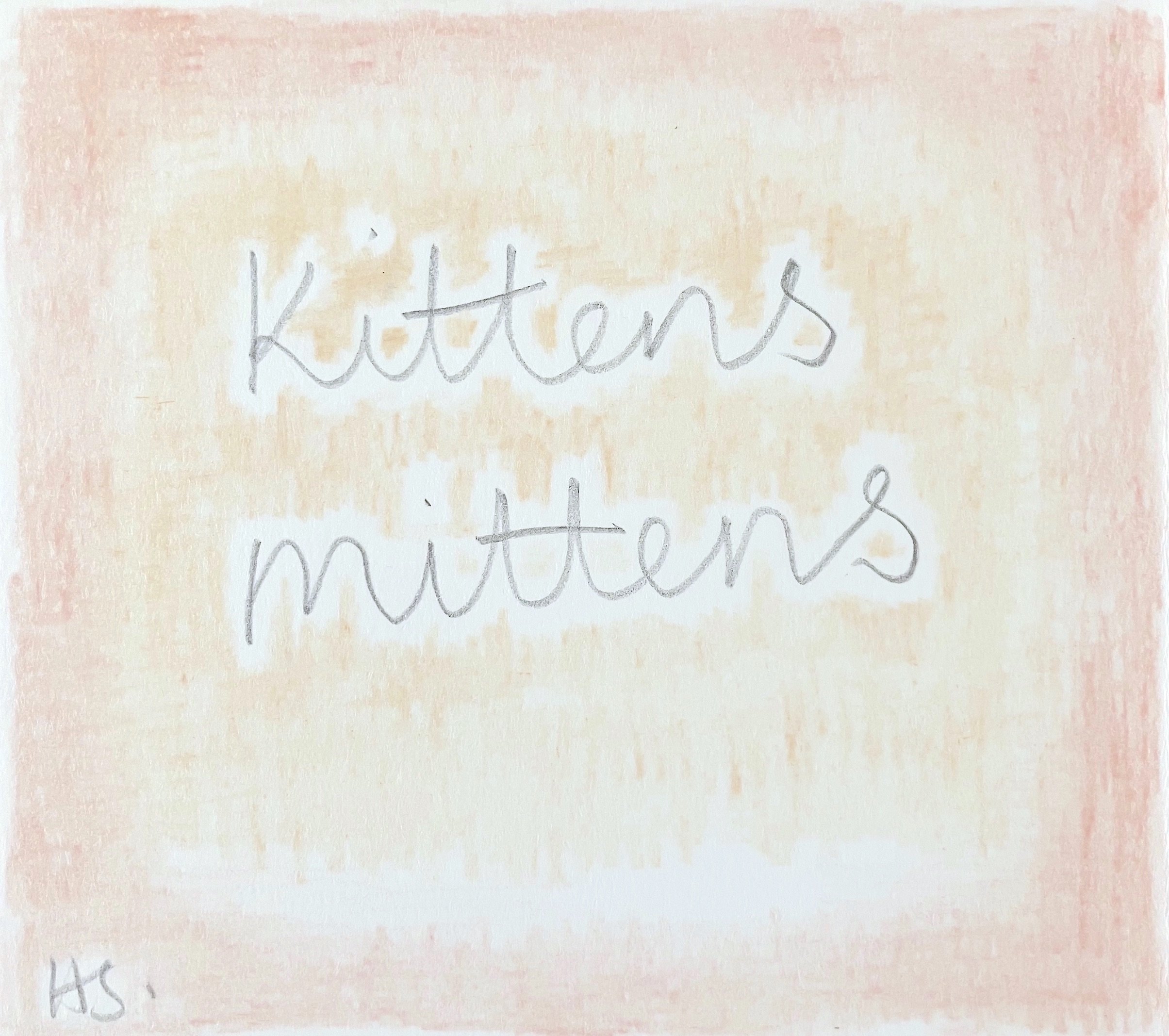 KITTENS MITTENS 2025 Pencil & coloured pencil on thick cartridge paper 10 x 11 cm