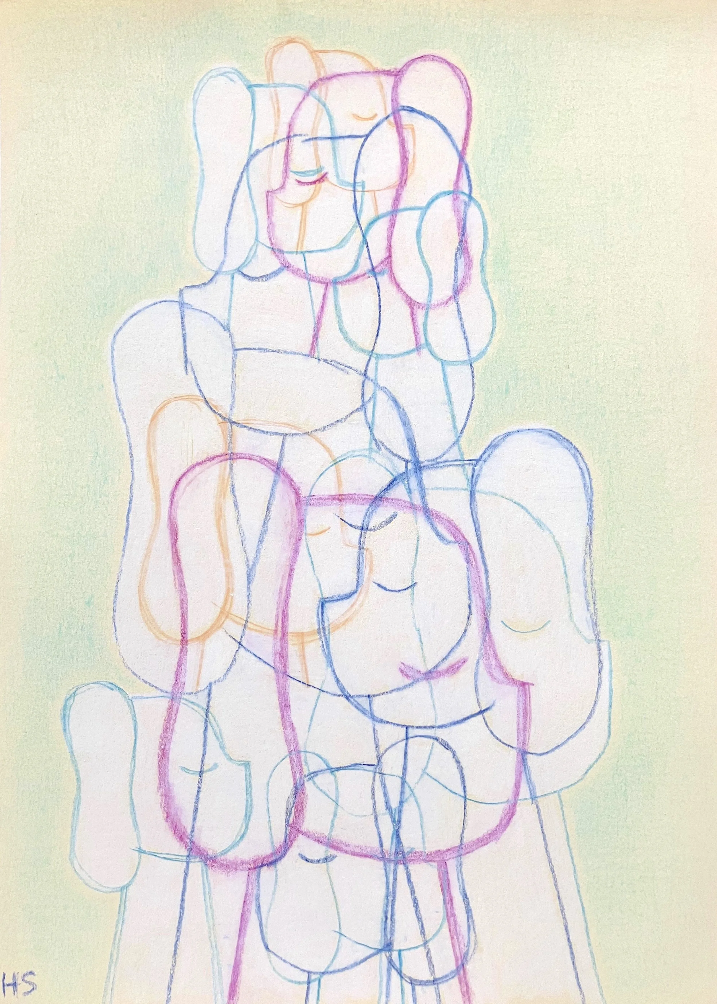 PYRAMID 2025 Coloured pencil & chinagraph on paper 29 x 21 cm